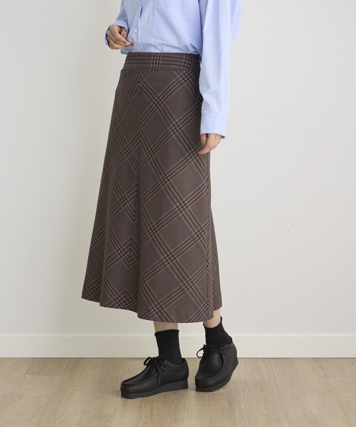 DAY by DAY it&rsquo;s international「リングヤーンAラインチェックスカート」|台形|ダークブラウ 4