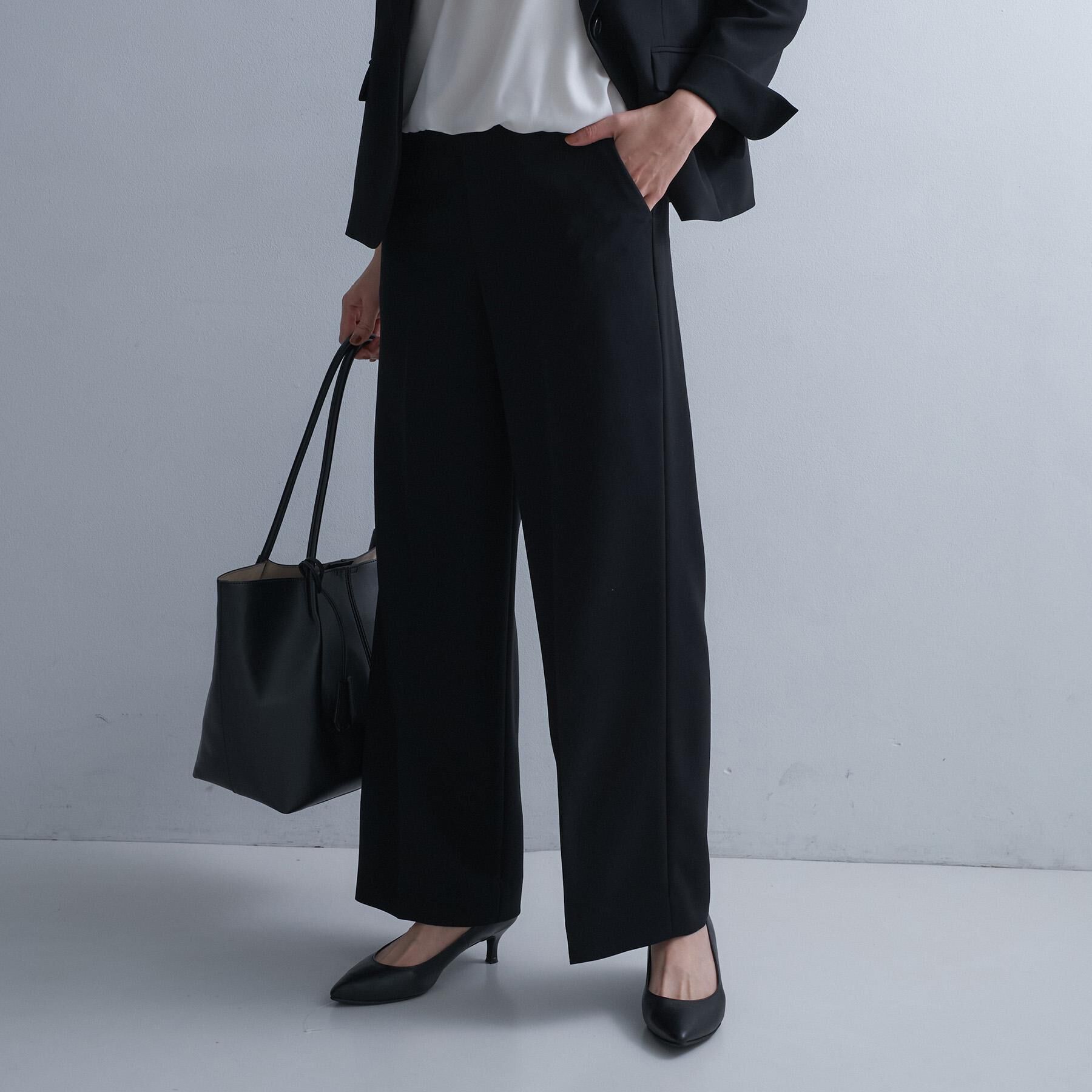 UNTITLED「【洗えるスーツ／ストレッチ性／後ろウエストゴム】ワイドパンツ」|その他|