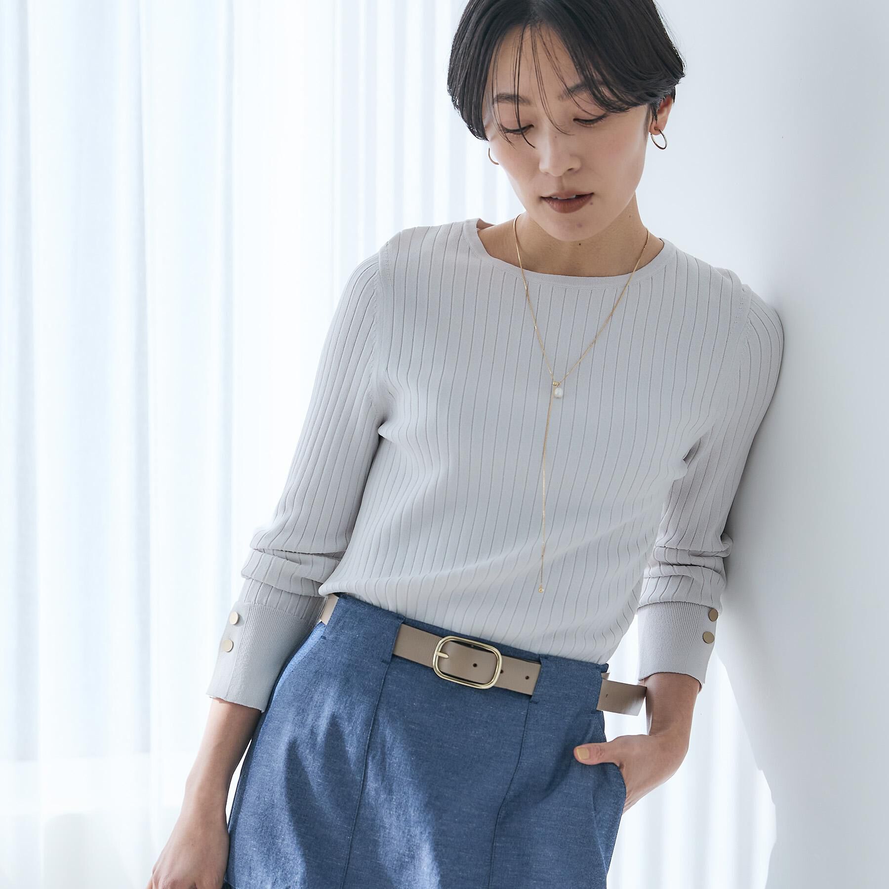 UNTITLED「【アンサンブル可/洗える】ワイドリブニット」|ニット・セーター|