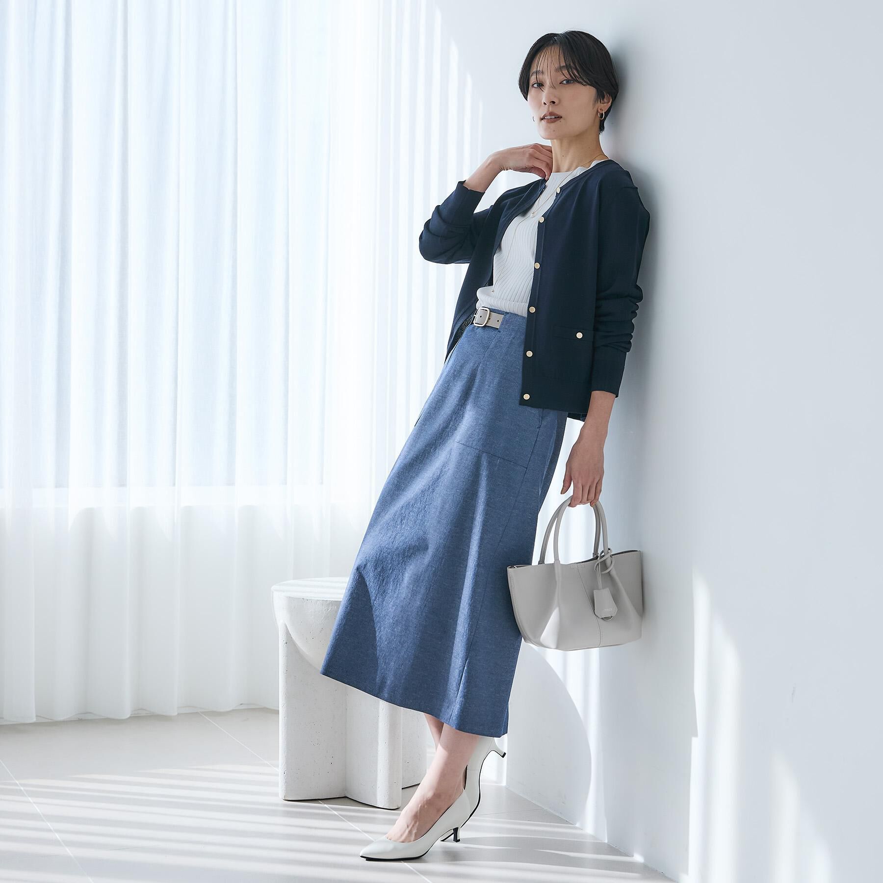 UNTITLED「【アンサンブル可/洗える】クルーネックニットカーディガン」|カーディガン|