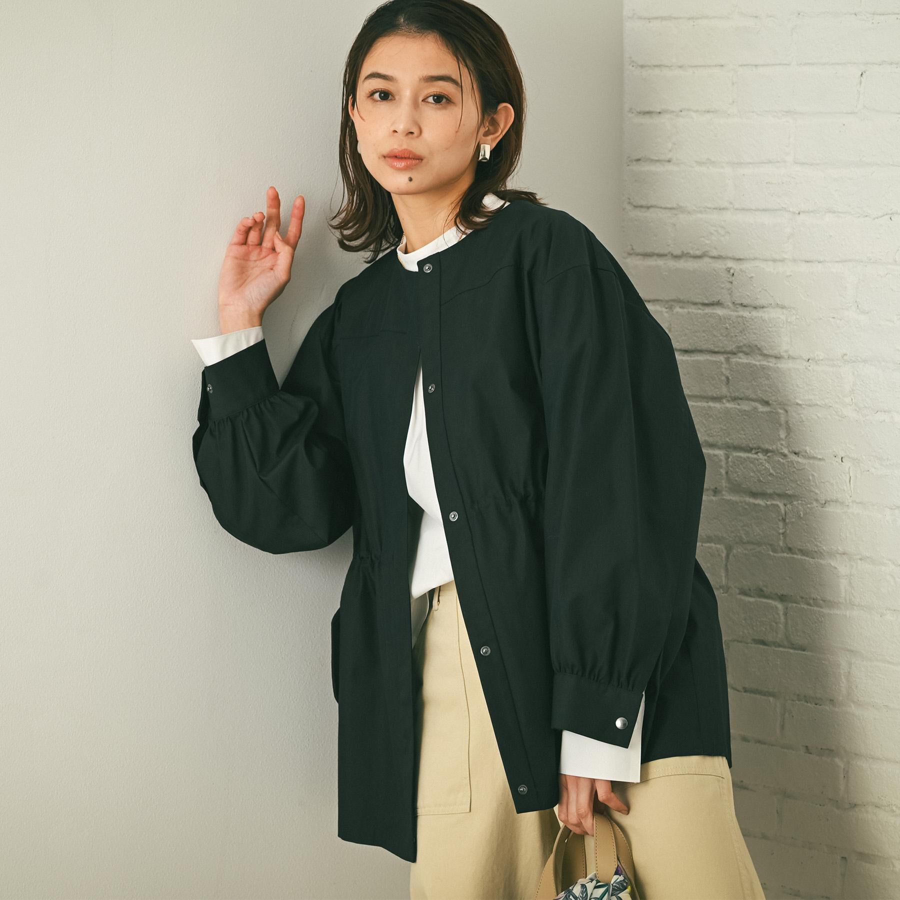 UNTITLED「ライトコットンミリタリーコート」|ノーカラーコート|