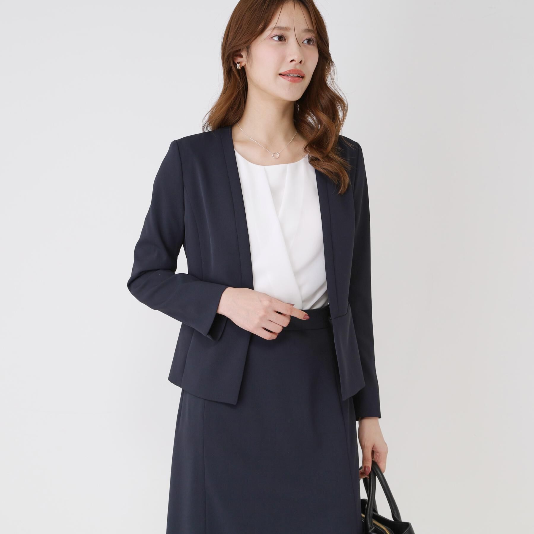 COUP DE CHANCE「【手洗い可／日本製／伸縮性／スーツ可】カラーレスジャケット」|ノーカラージャケット|