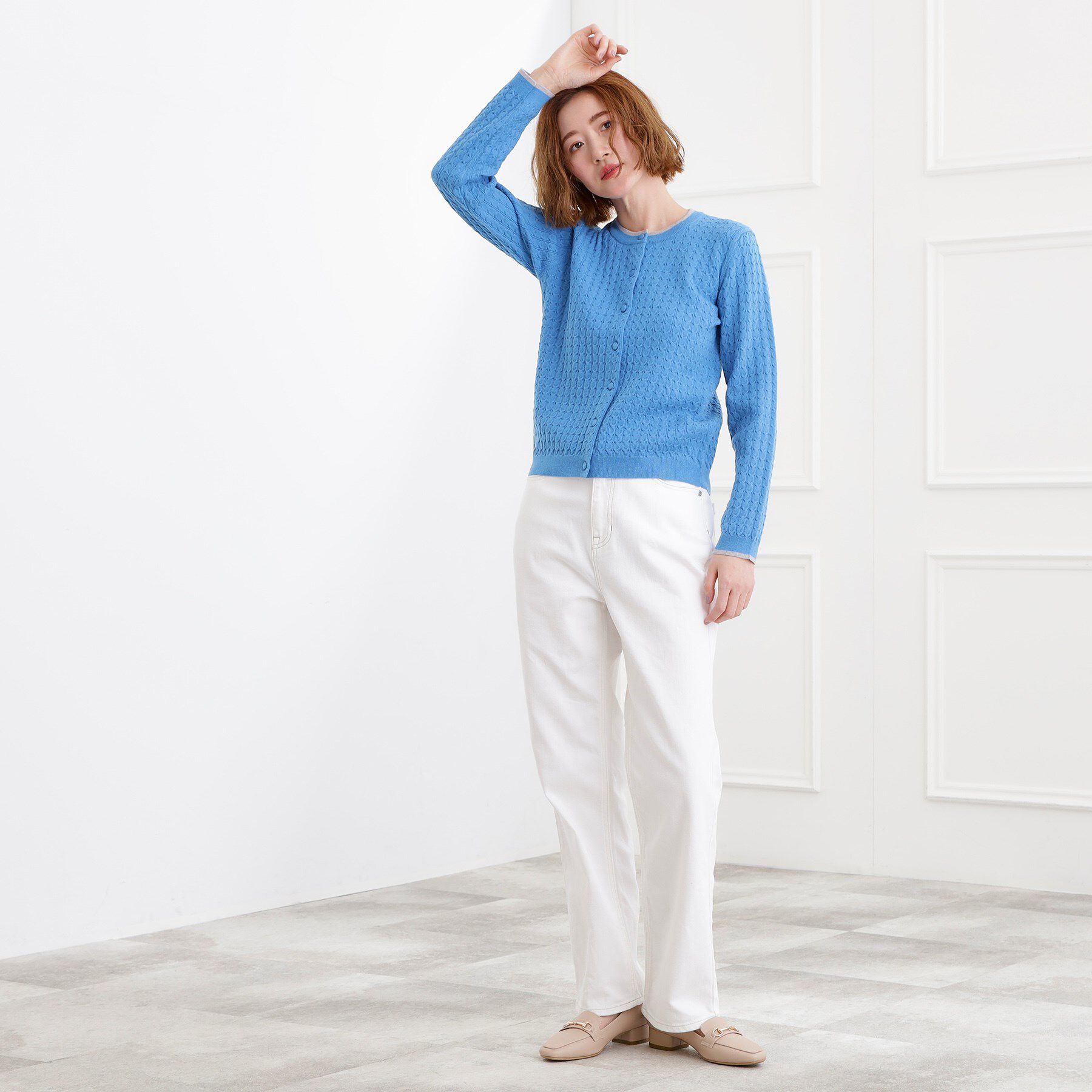 grove「ミニケーブルクルーネックカーディガン」|カーディガン|