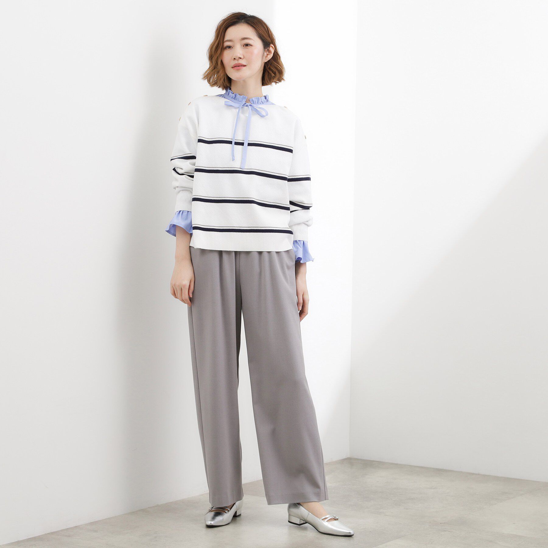 grove「【おうちで洗える】顔周りすっきり、ボートネックニット」|ニット・セーター|