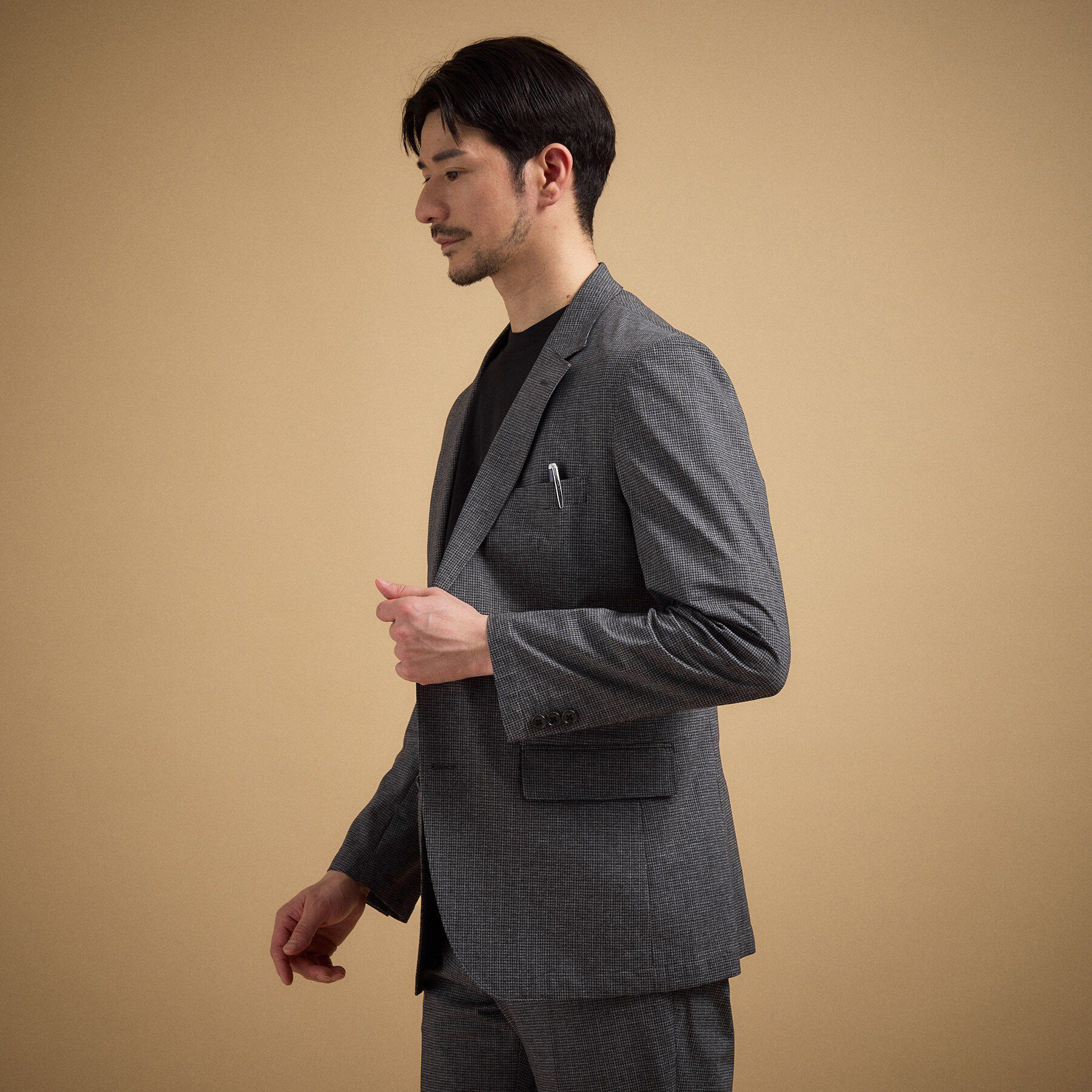 TAKEO KIKUCHI「ドットジャージ 千鳥プリント ジャケット」|テーラードジャケット|