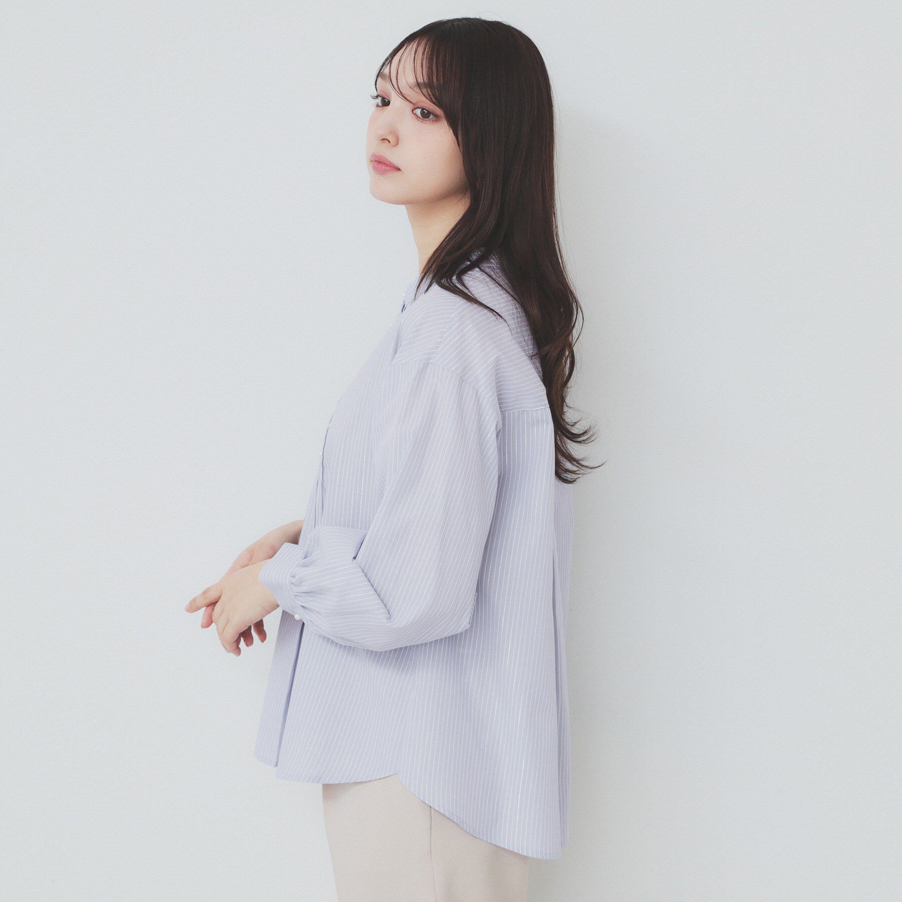 index「《6color》ラメラインバンドカラーシャツ【洗濯機洗い可/イージーアイロン/防シワ】」|シャツ・ブラウス|