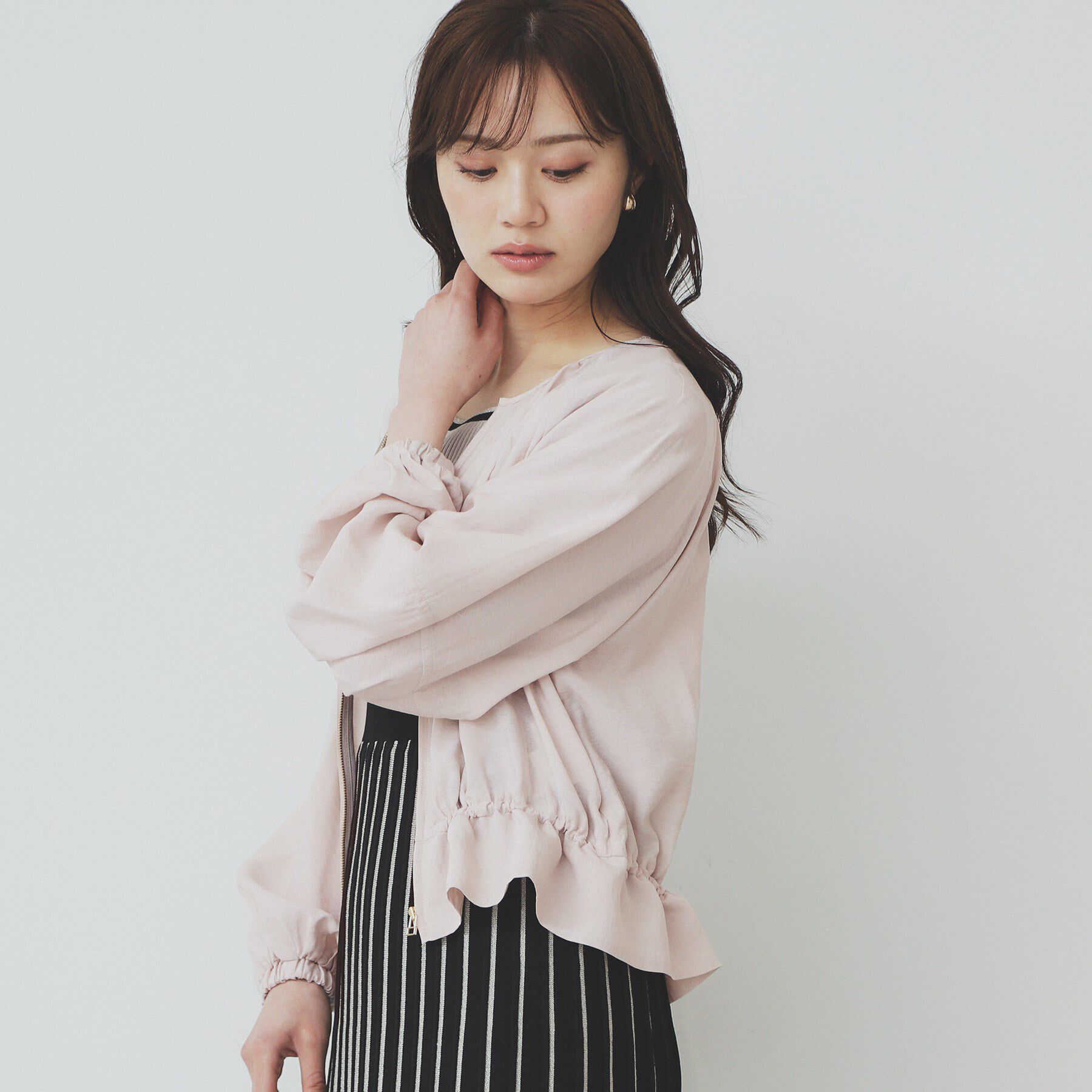 index「ノーカラーペプラムブルゾン【洗濯機洗い可】」|ブルゾン・スタジャン|