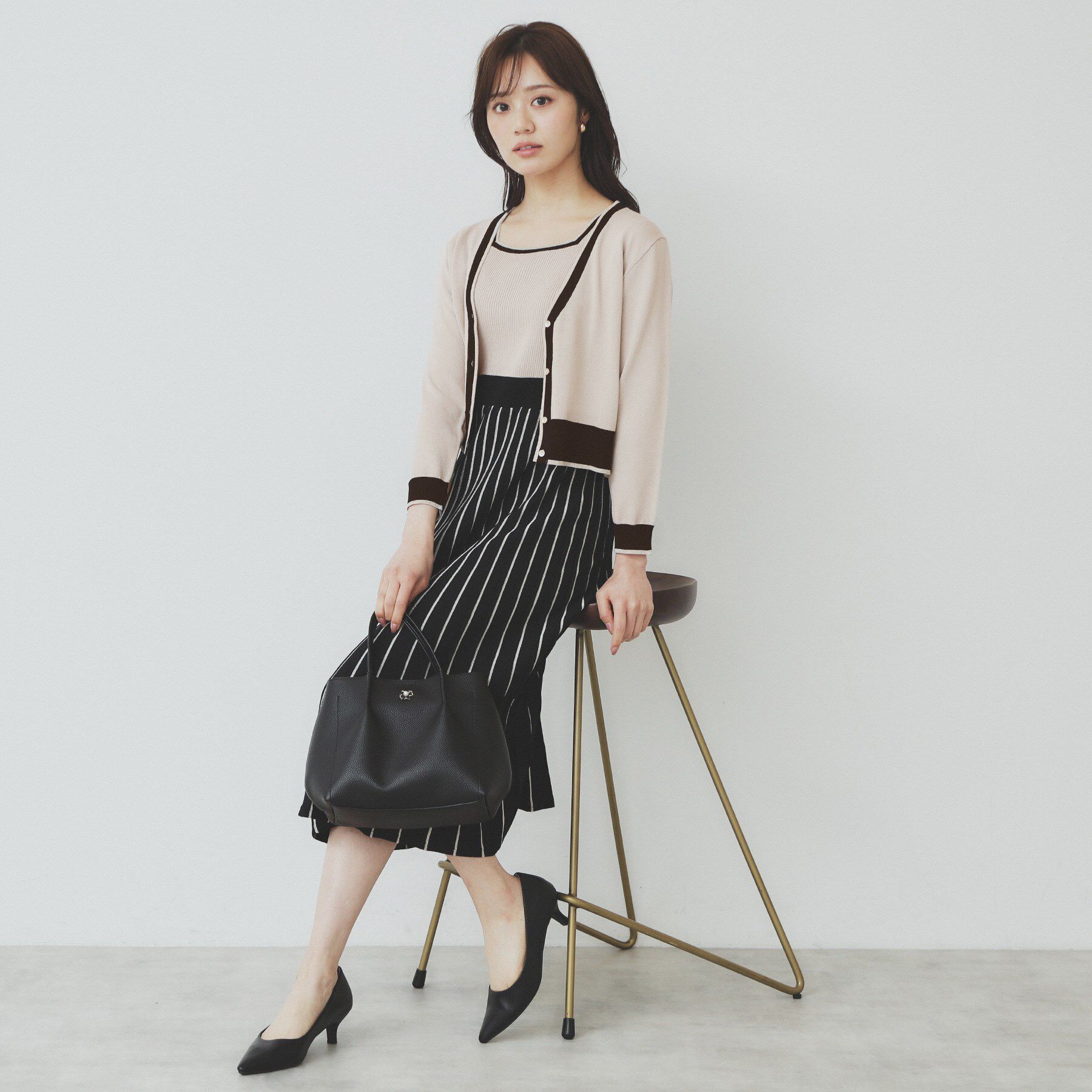 index「《ツインセット》カーディガン&times;バイカラーニットワンピース【洗濯機洗い可/抗ピル】」|スーツ|