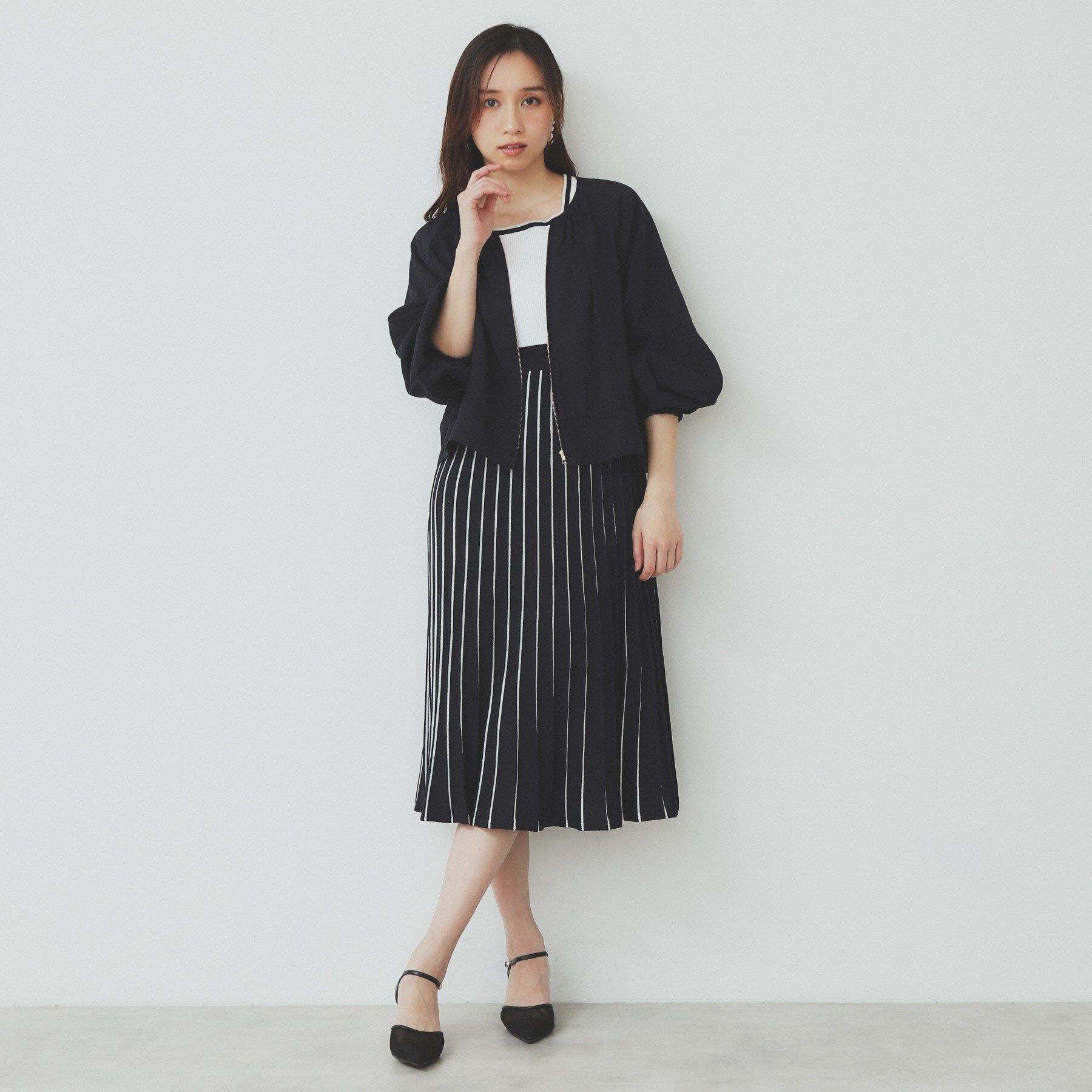 index「《ツインセット》カーディガン&times;バイカラーニットワンピース【洗濯機洗い可/抗ピル】」|スーツ|