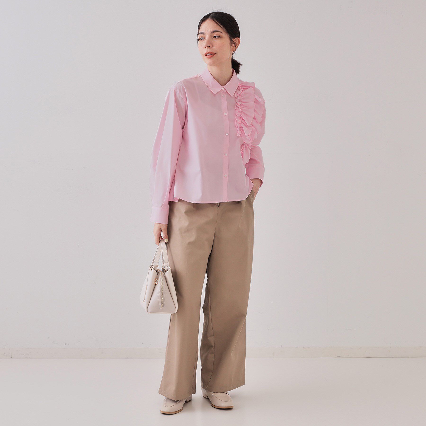 OPAQUE.CLIP「《andGIRL掲載》フリルデザインシャツ【洗濯機洗い可】」|シャツ・ブラウス|