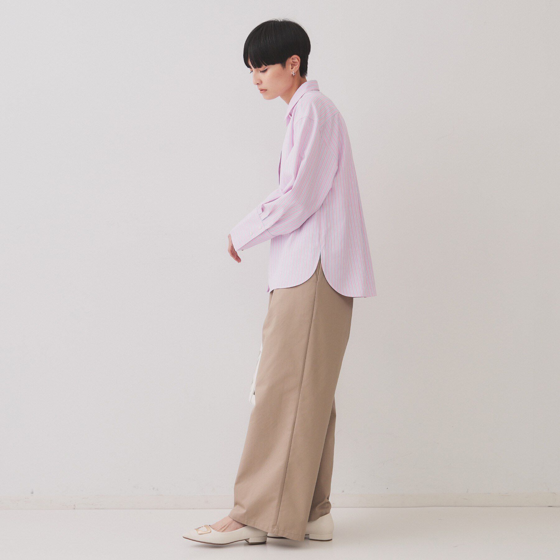 OPAQUE.CLIP「《andGIRL掲載》ストライプビスチェセットシャツ【洗濯機洗い可）】」|シャツ・ブラウス|