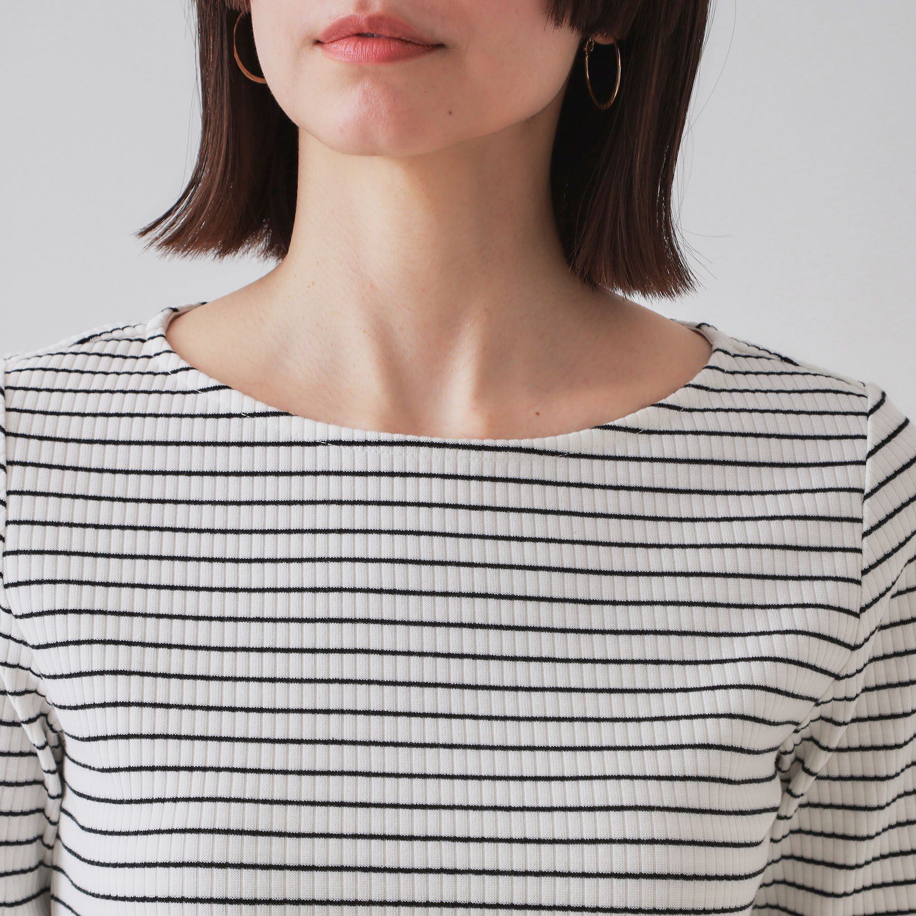 OPAQUE.CLIP「ボートネックリブカットソー【洗濯機洗い可】」|Tシャツ・カットソー|