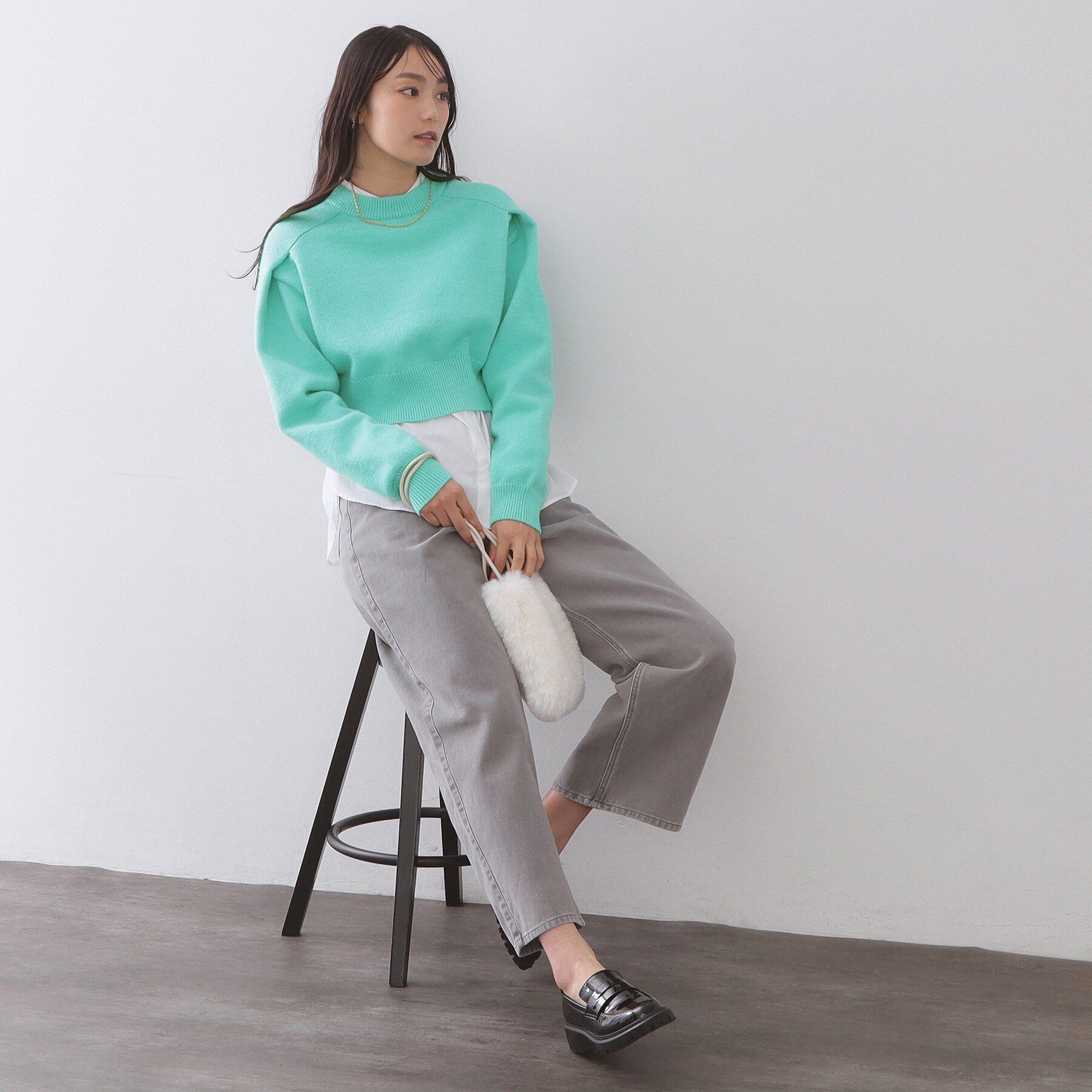 OPAQUE.CLIP「ショルダータックショートニット【洗濯機OK】」|ニット・セーター|