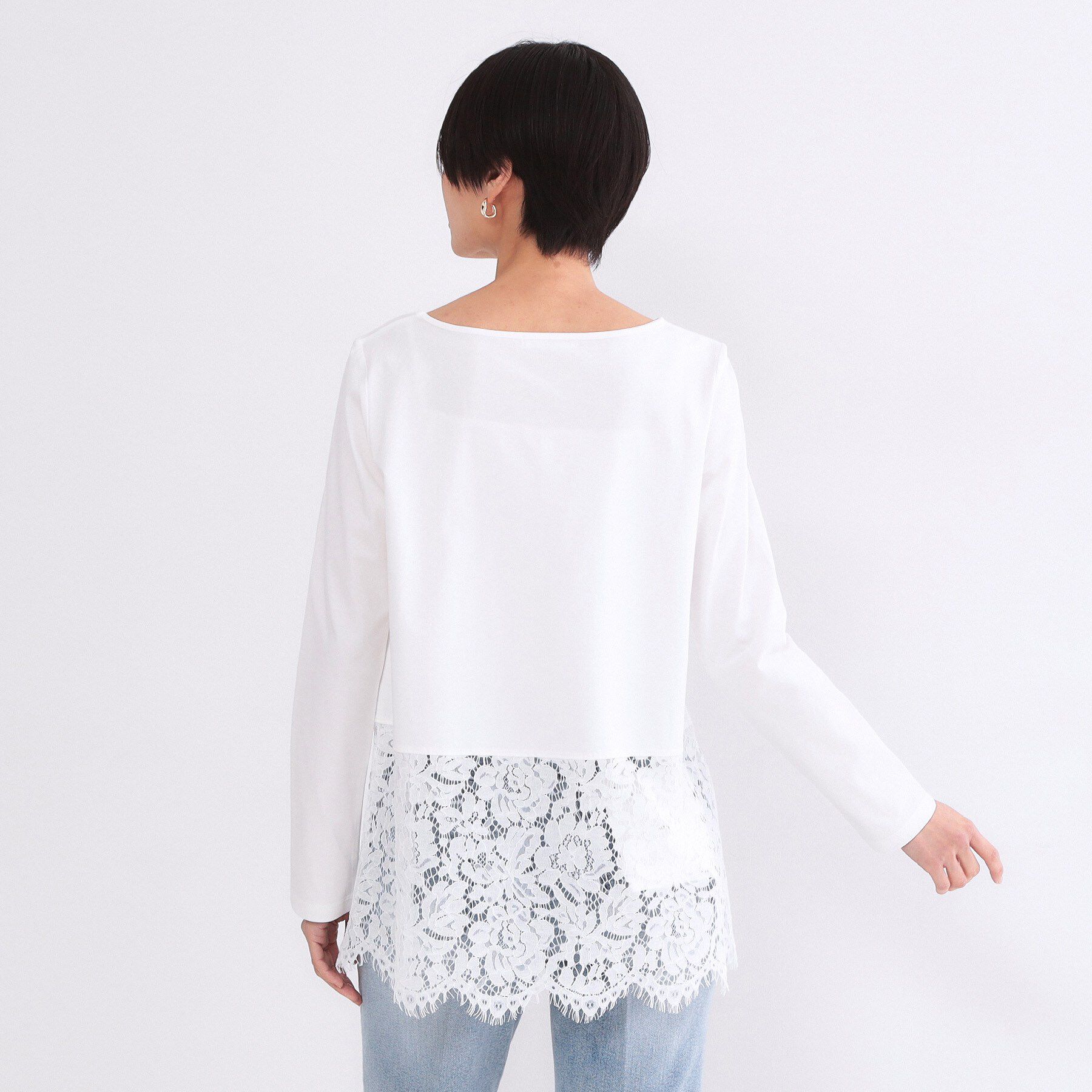 OPAQUE.CLIP「裾レースカットソー【洗濯機OK】」|Tシャツ・カットソー|