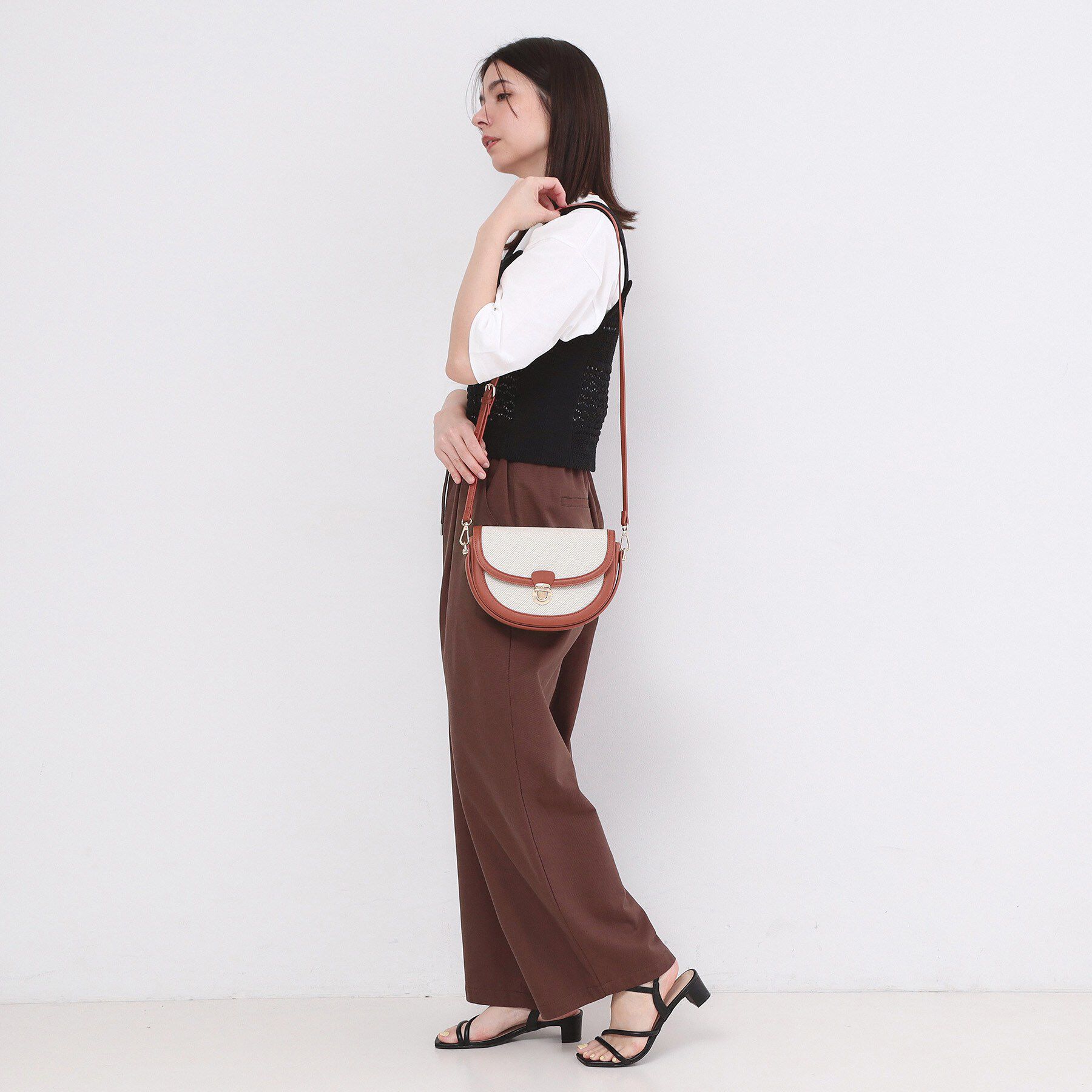 OPAQUE.CLIP「【2WAY】キャンバス&times;合皮コンビフロントデザインバッグ」|ショルダー・メッセンジャー|