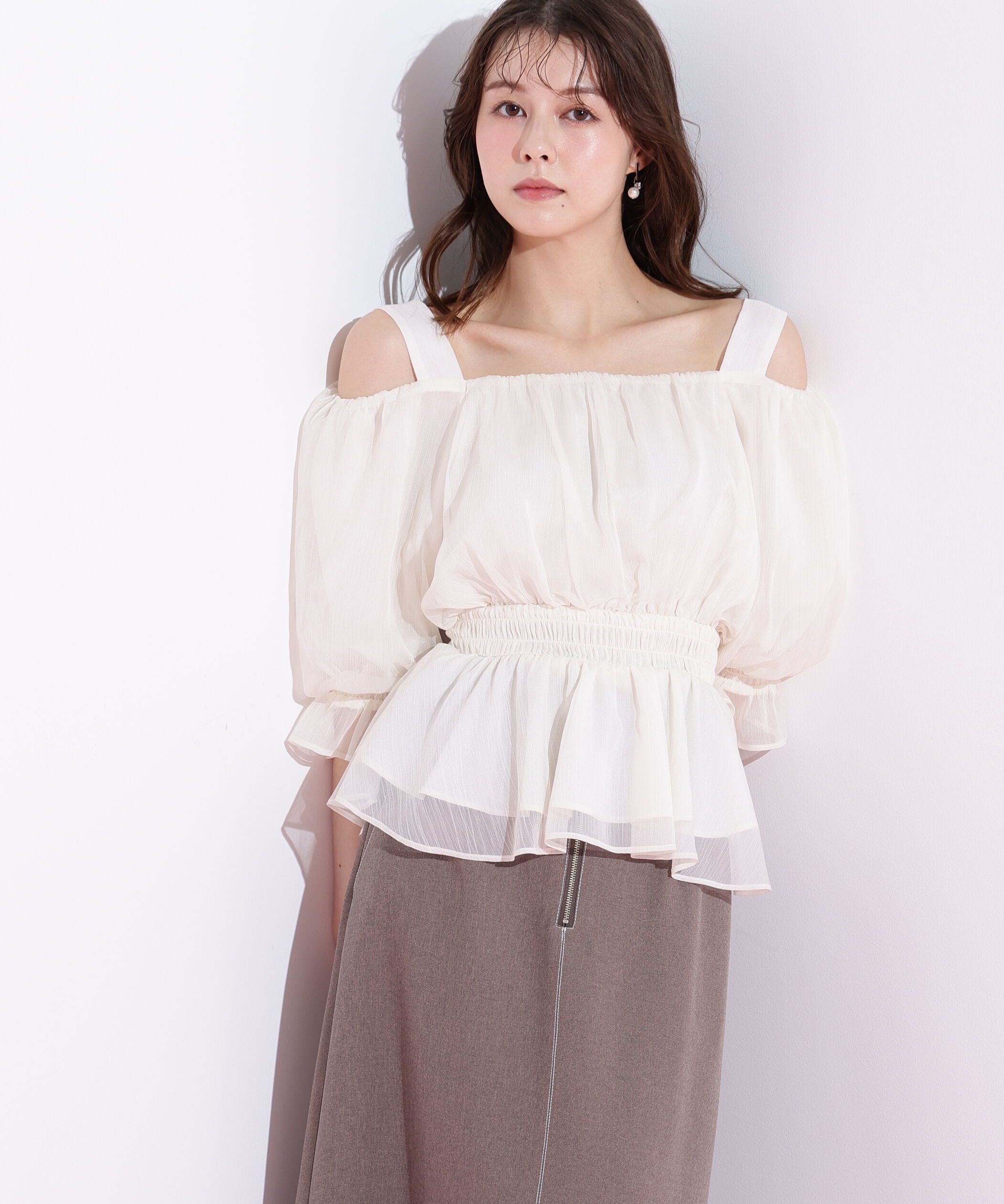  「楊柳オフショルパフブラウス」|シャツ・ブラウス|