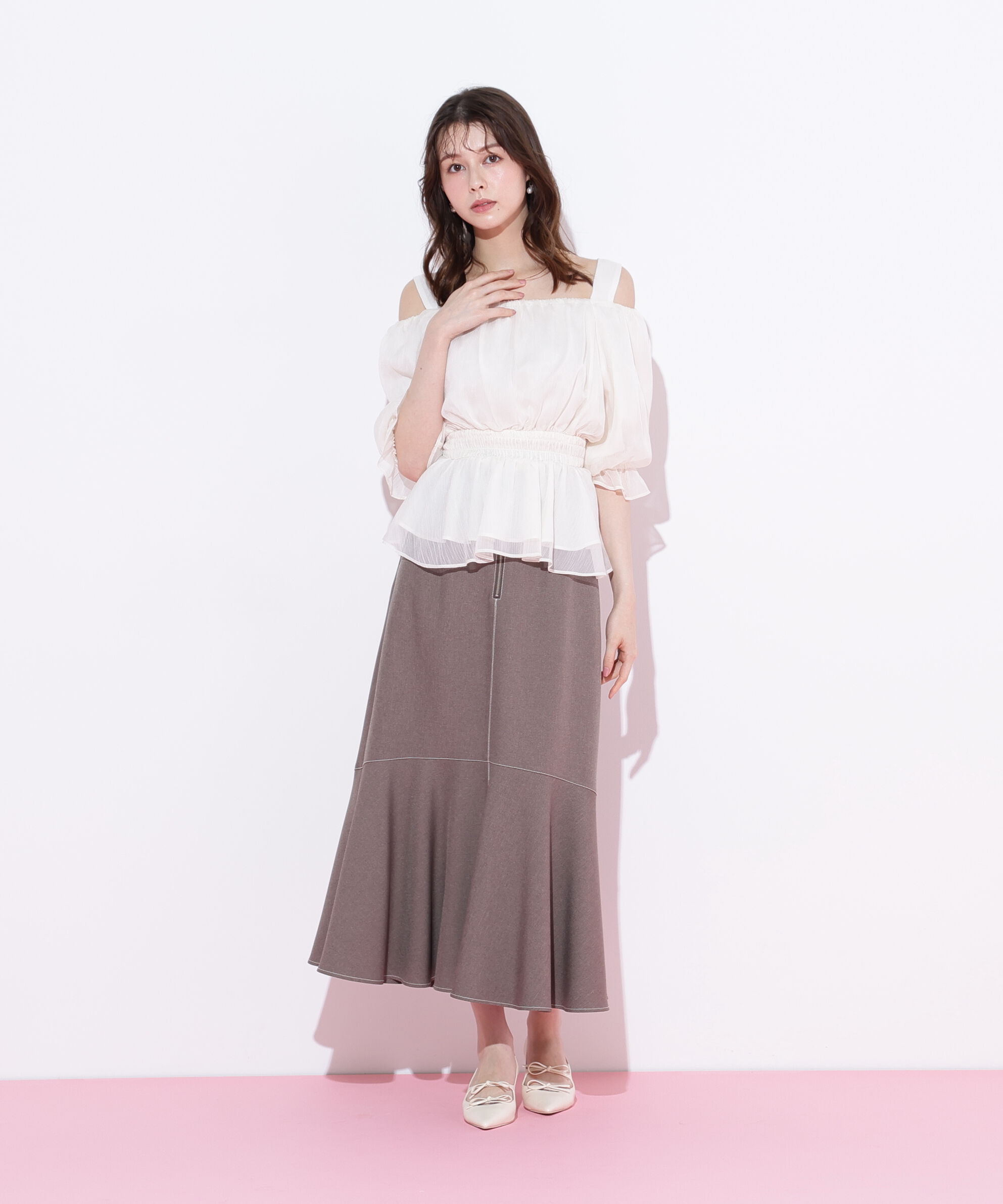  「楊柳オフショルパフブラウス」|シャツ・ブラウス|