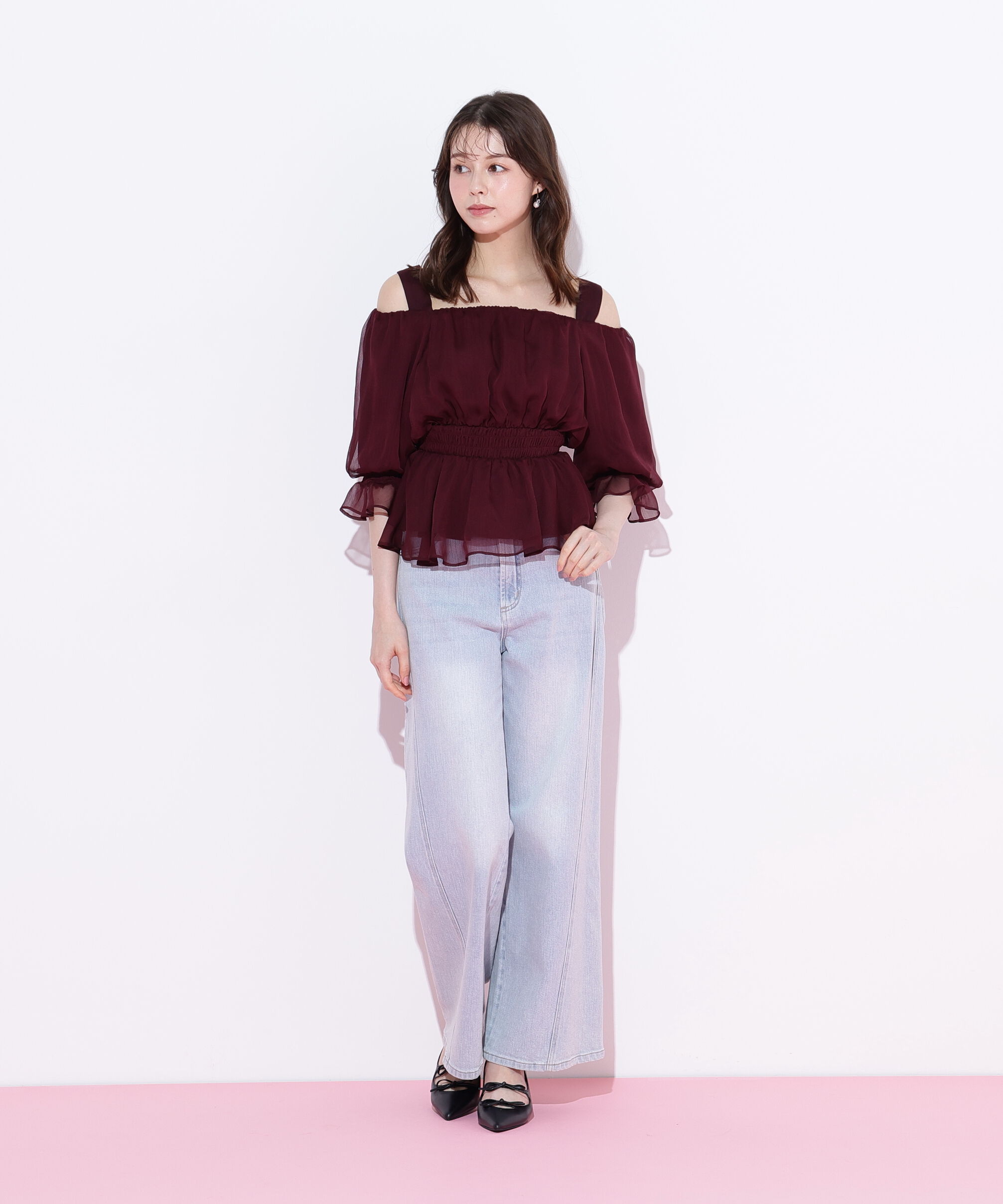  「楊柳オフショルパフブラウス」|シャツ・ブラウス|