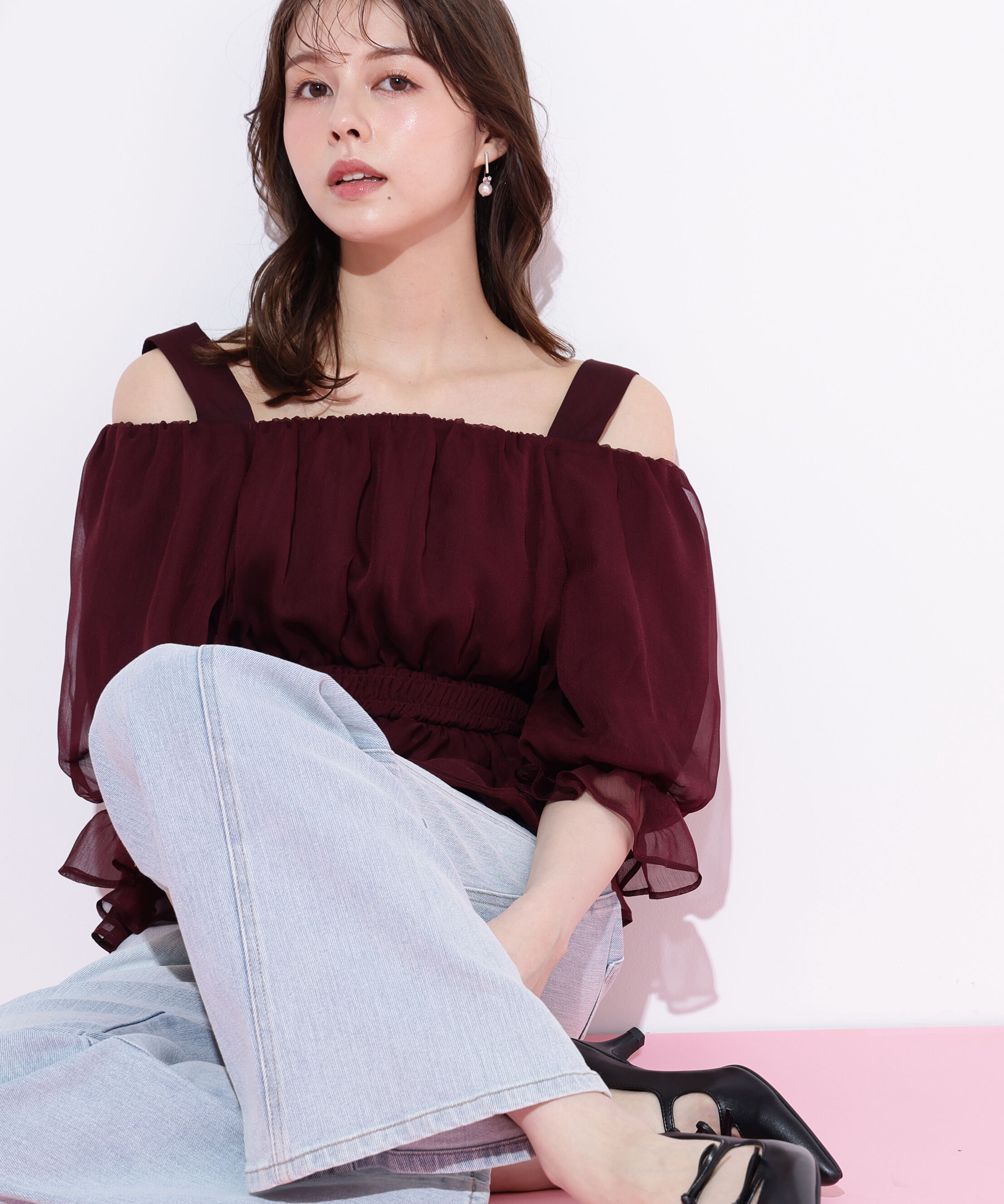  「楊柳オフショルパフブラウス」|シャツ・ブラウス|