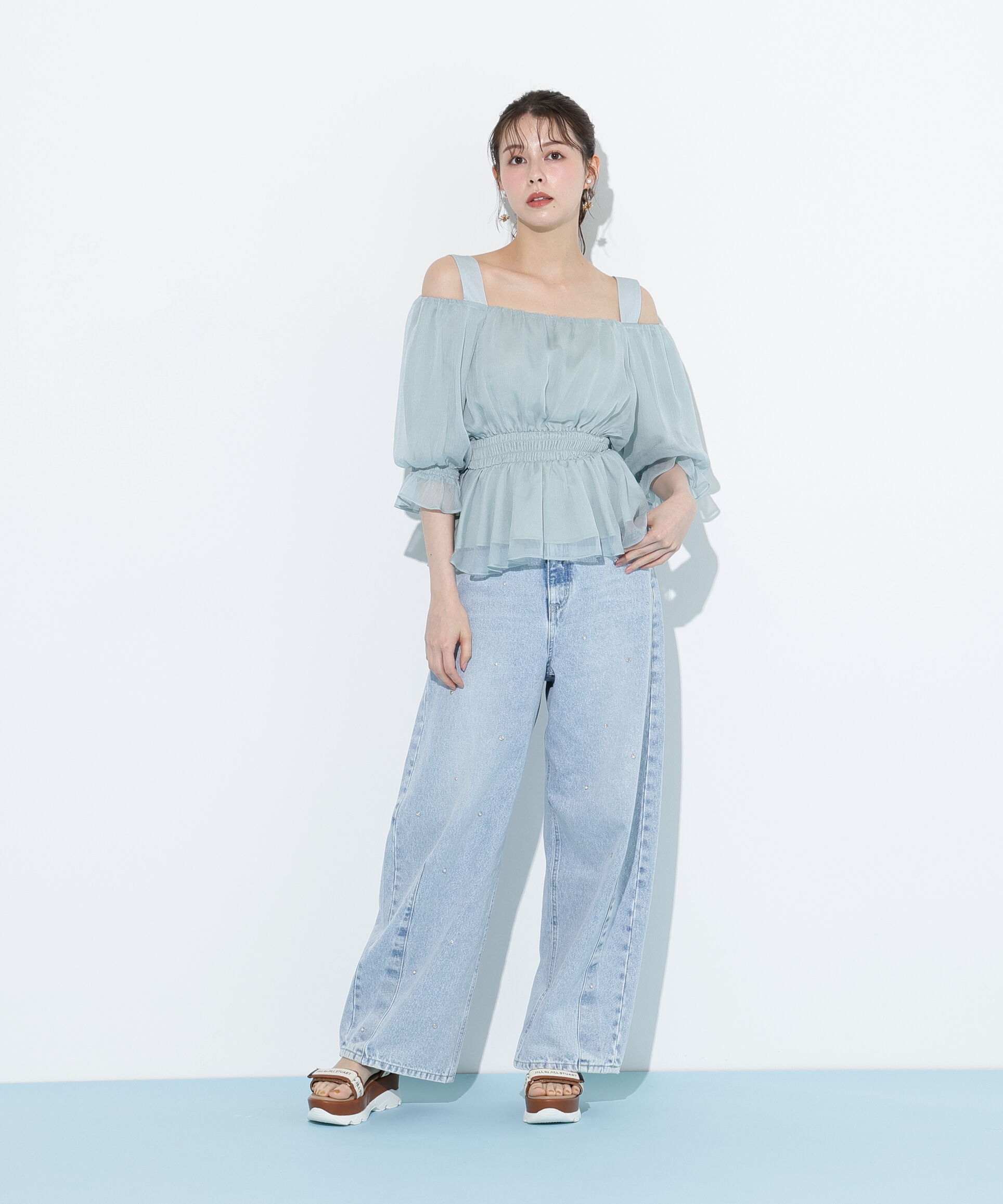  「楊柳オフショルパフブラウス」|シャツ・ブラウス|