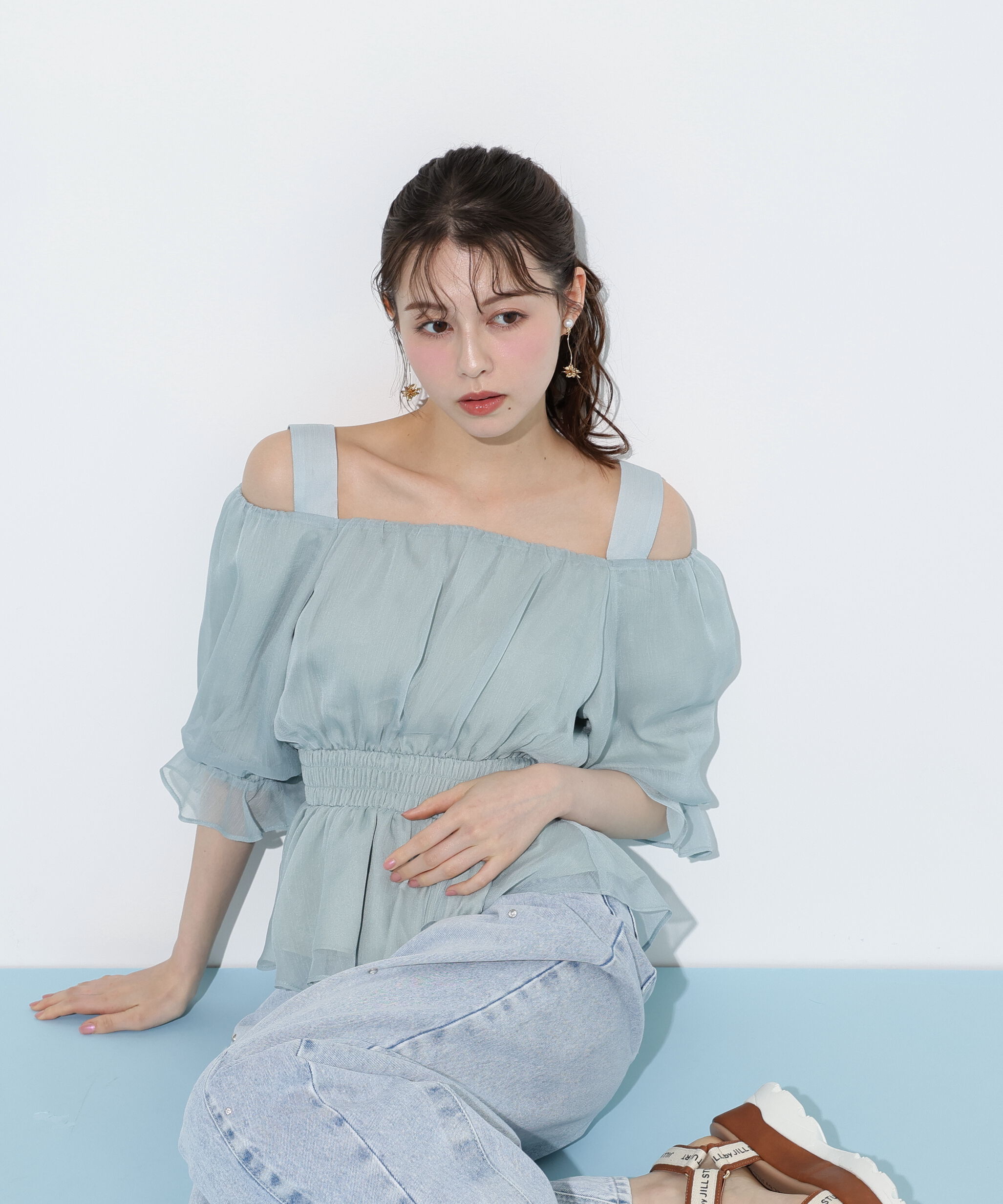  「楊柳オフショルパフブラウス」|シャツ・ブラウス|