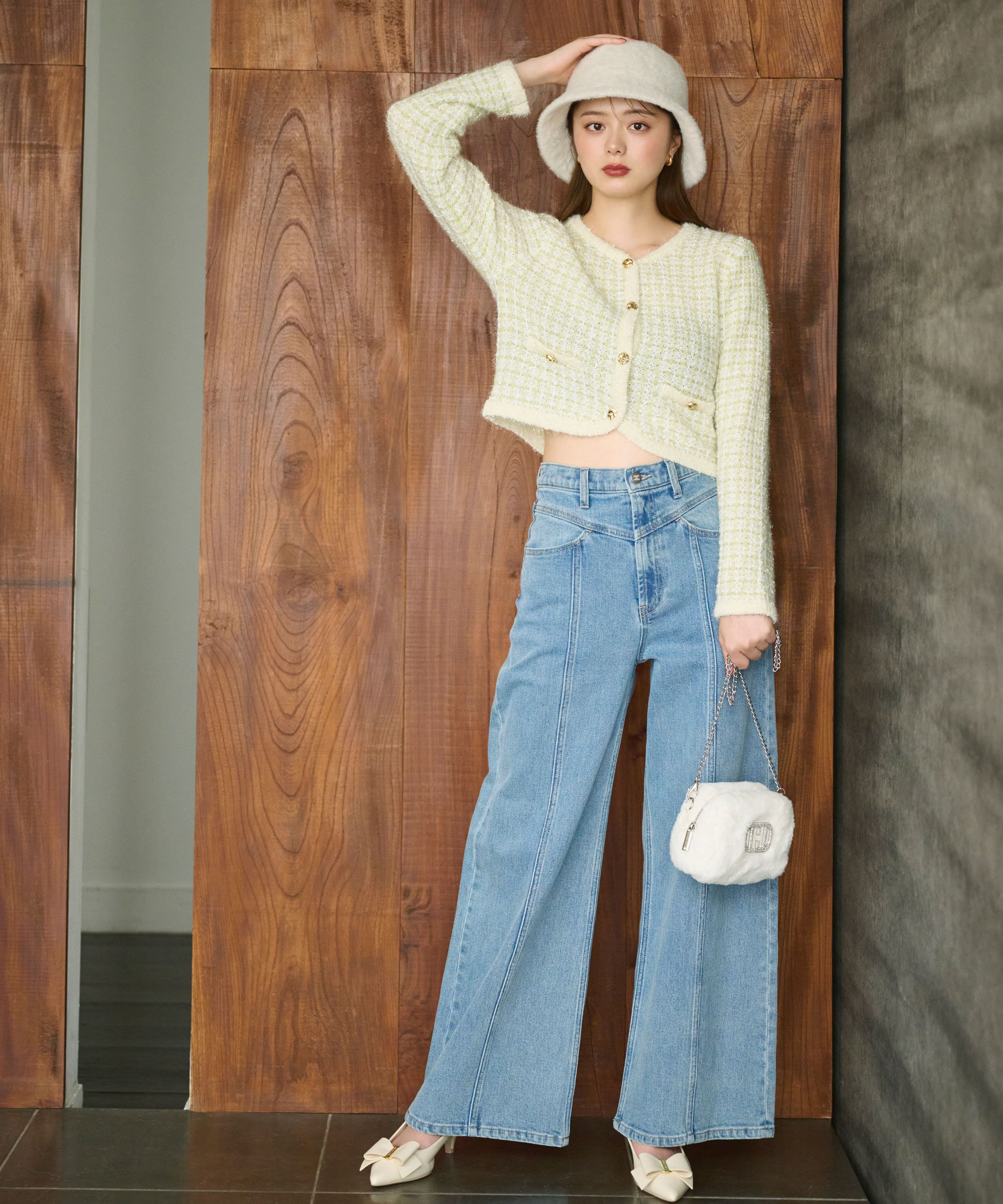  「切替えデザインデニムパンツ」|その他|ブルー