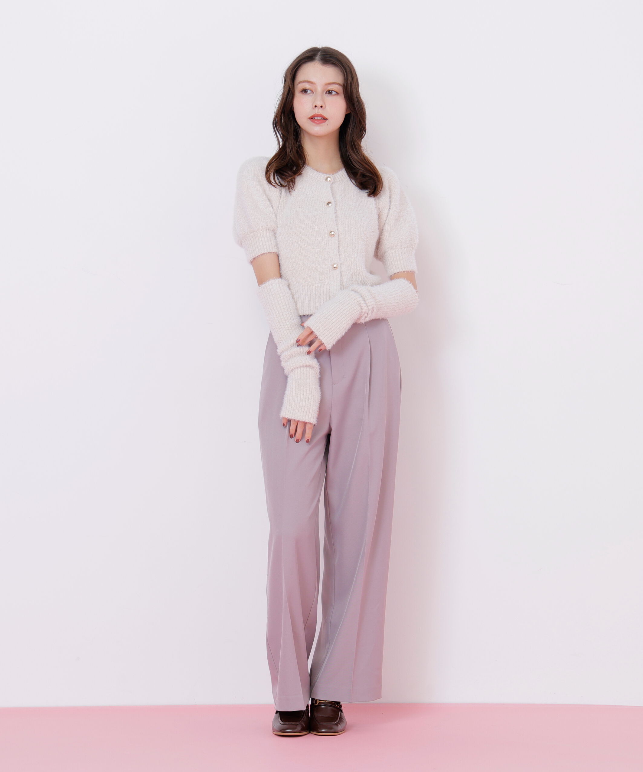  「アームウォーマー付きモールシャギーニット」|ニット・セーター|