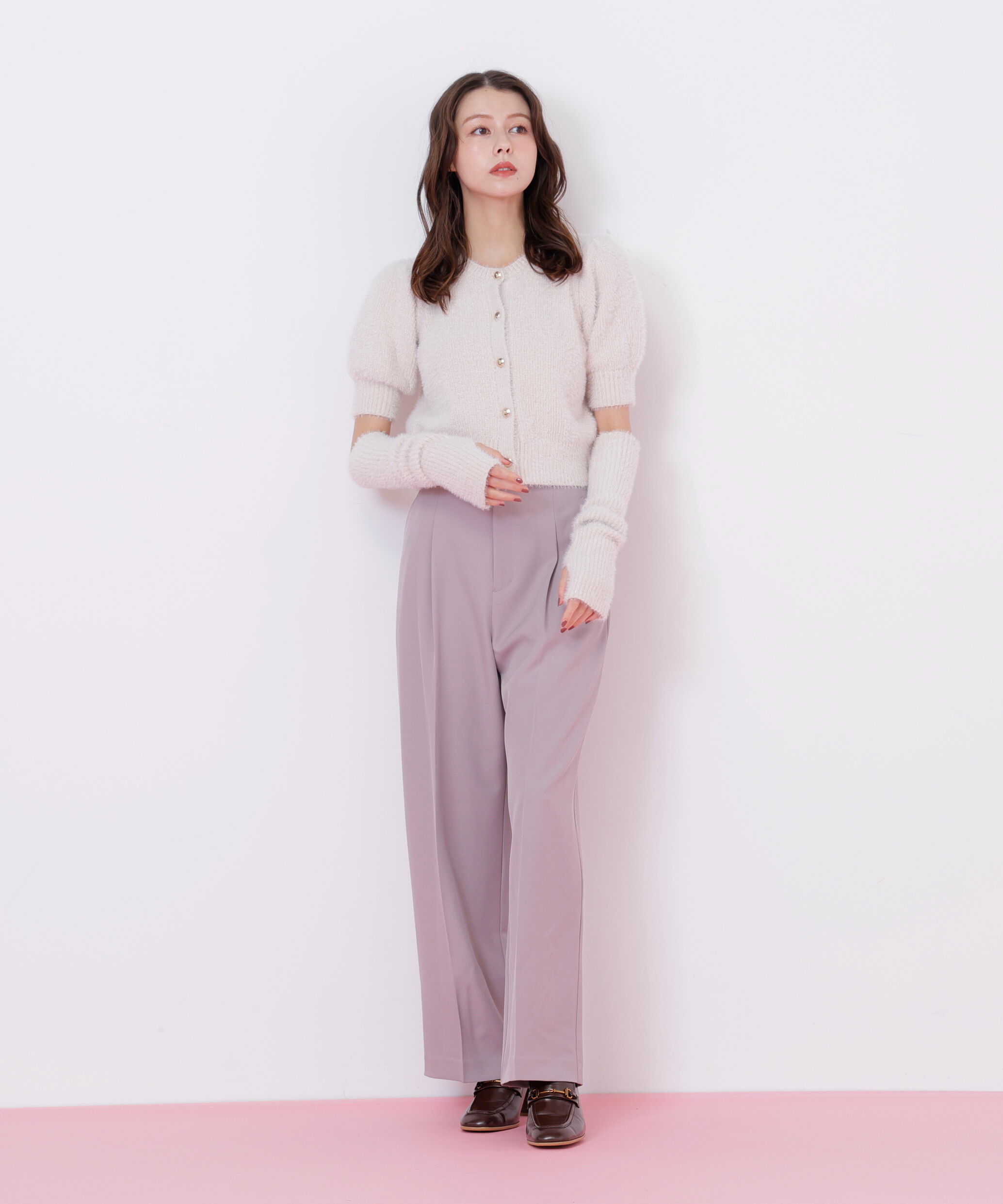  「アームウォーマー付きモールシャギーニット」|ニット・セーター|