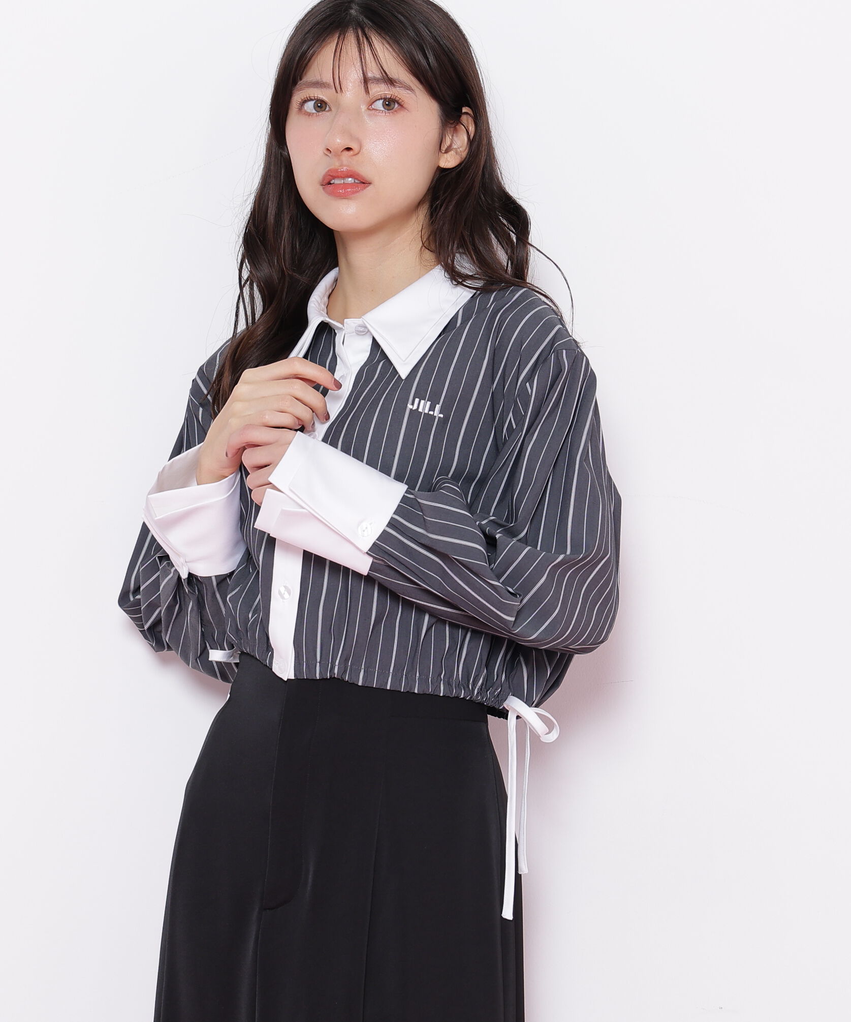  「サイドリボンダブルカラーシャツ」|シャツ・ブラウス|