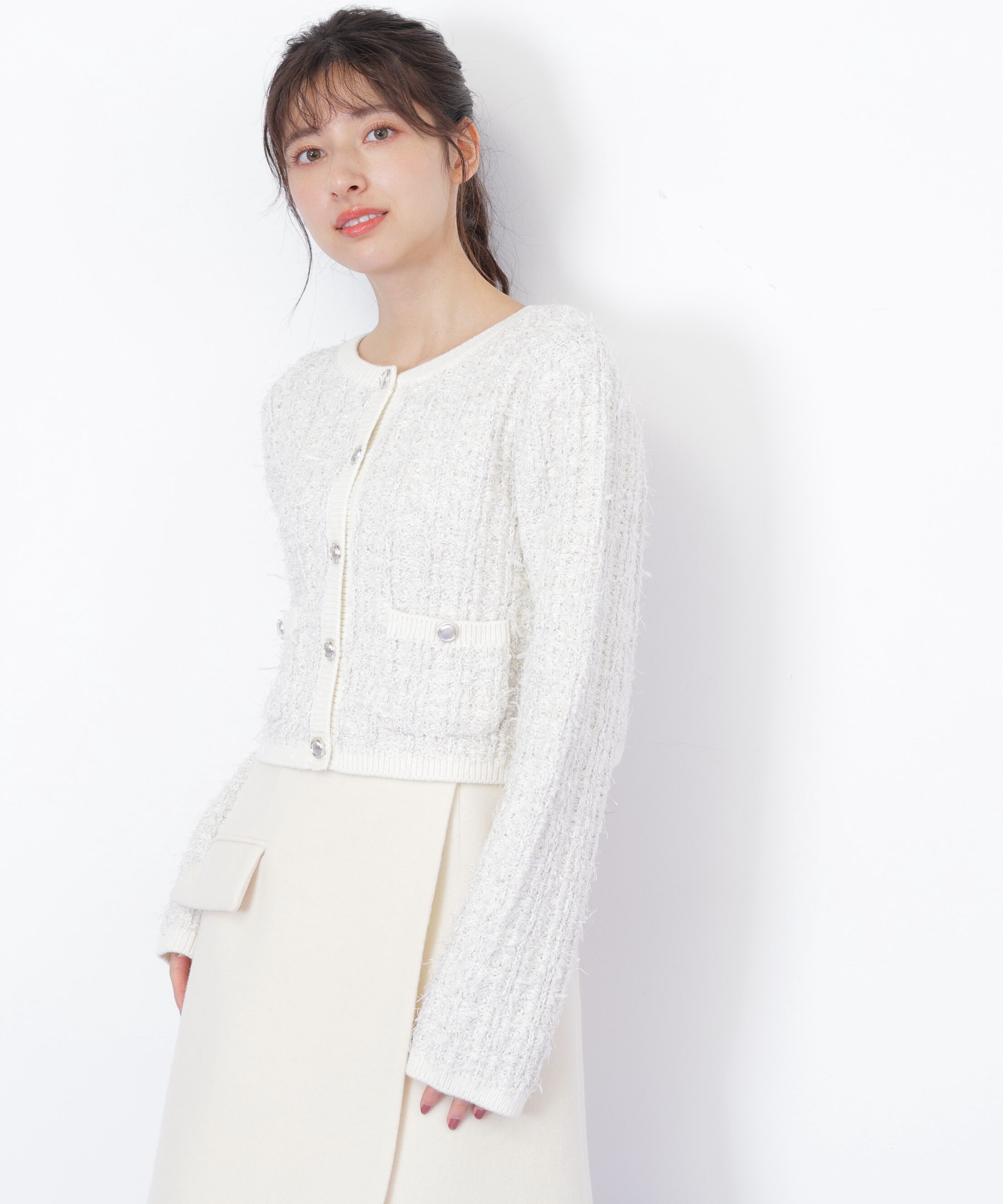  「ラメツイードニットカーディガン」|ニット・セーター|