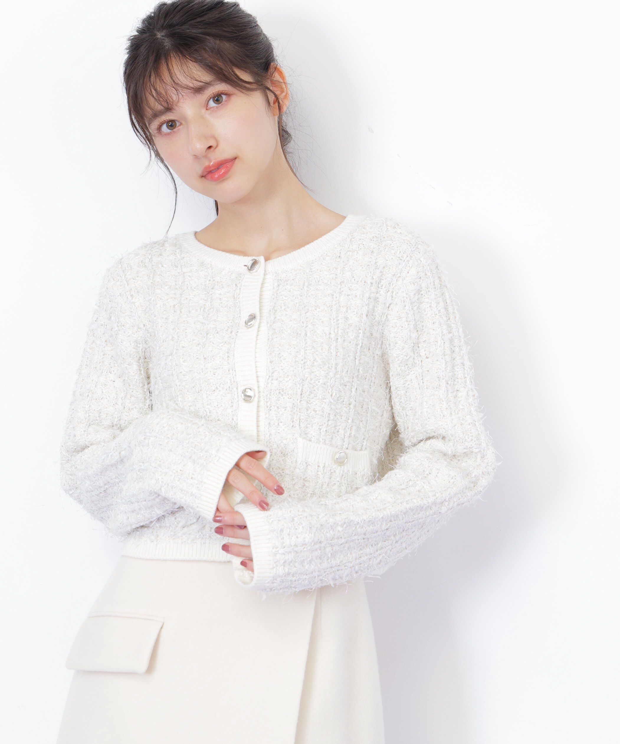  「ラメツイードニットカーディガン」|ニット・セーター|