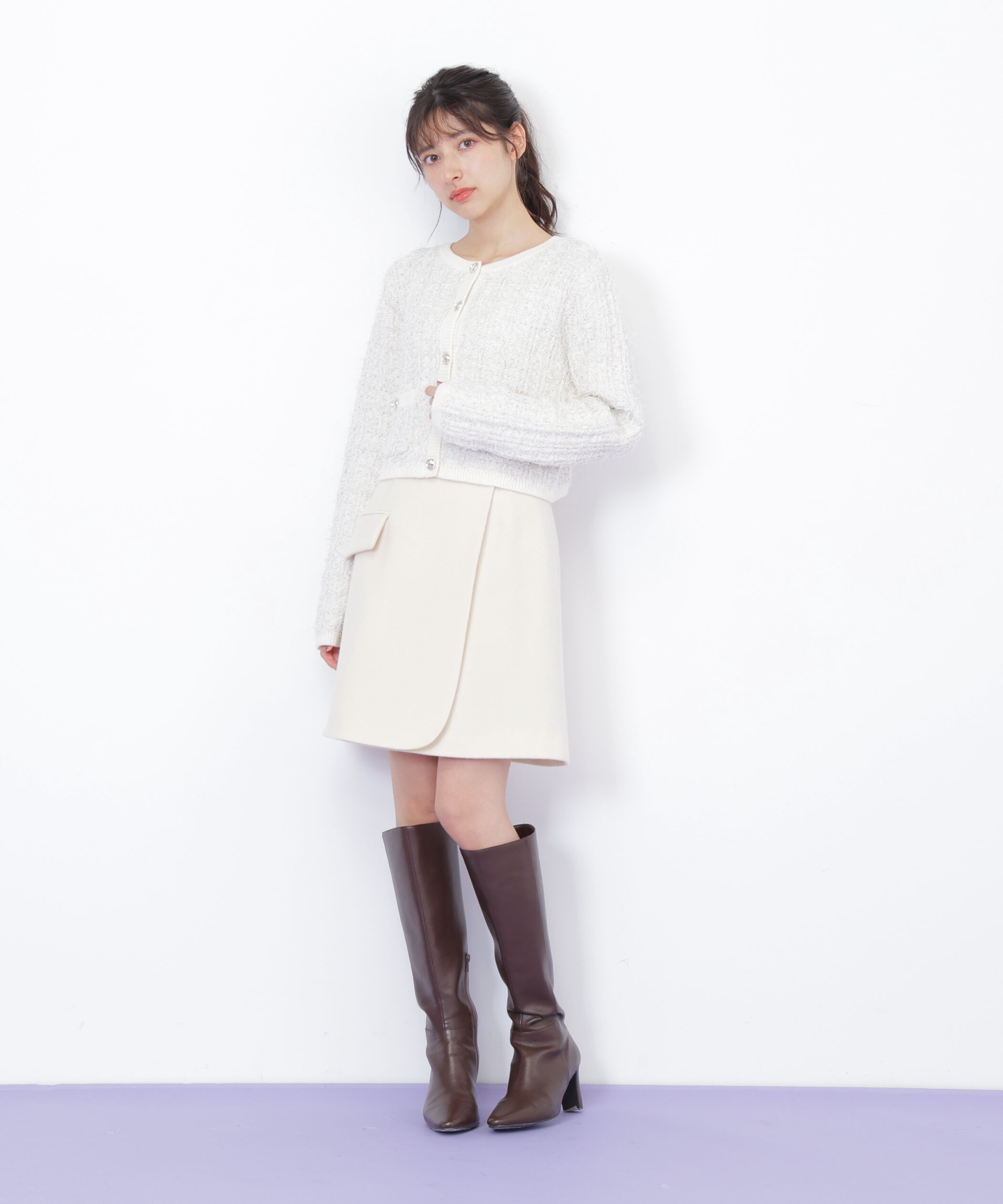  「ラメツイードニットカーディガン」|ニット・セーター|