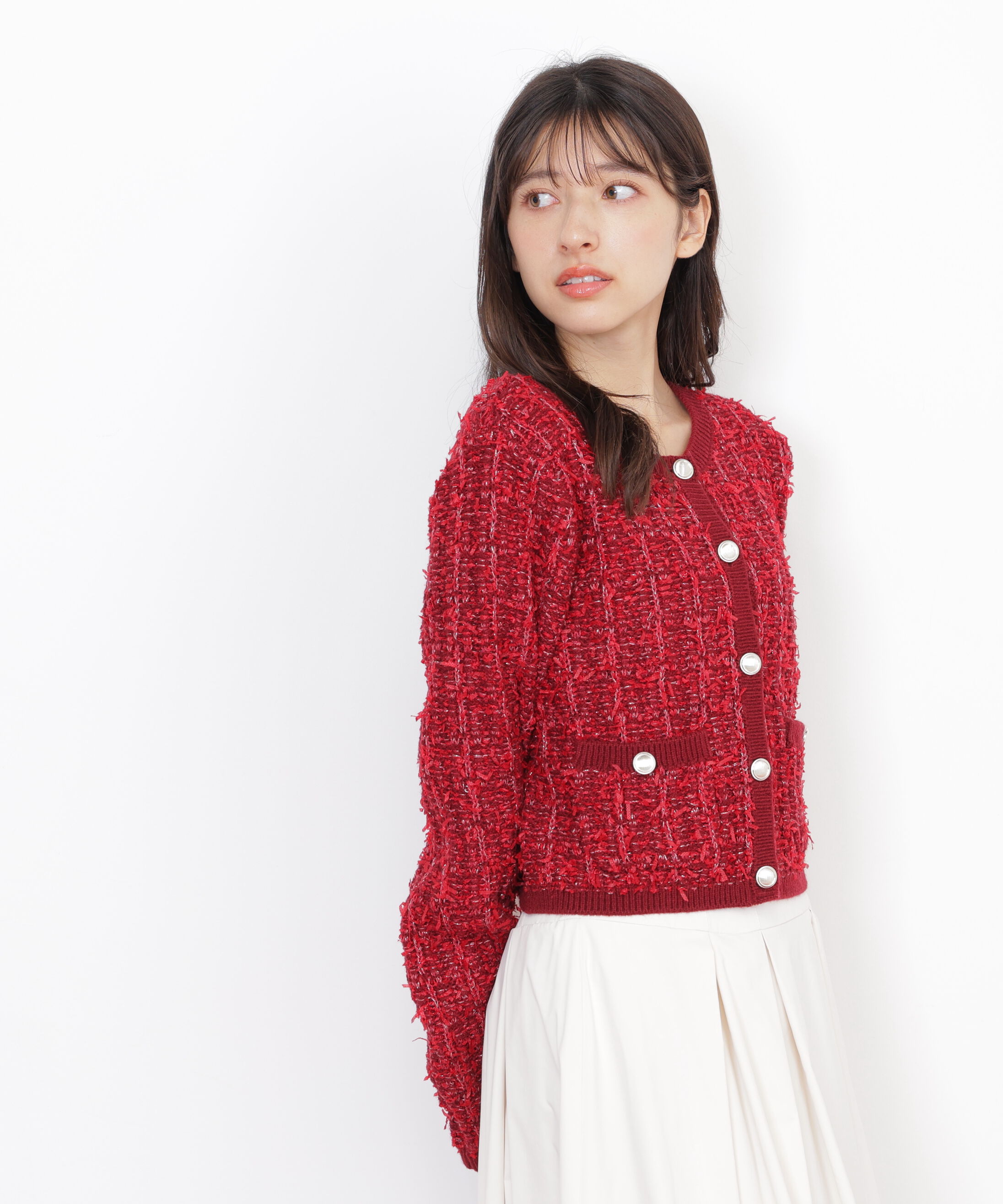  「ラメツイードニットカーディガン」|ニット・セーター|