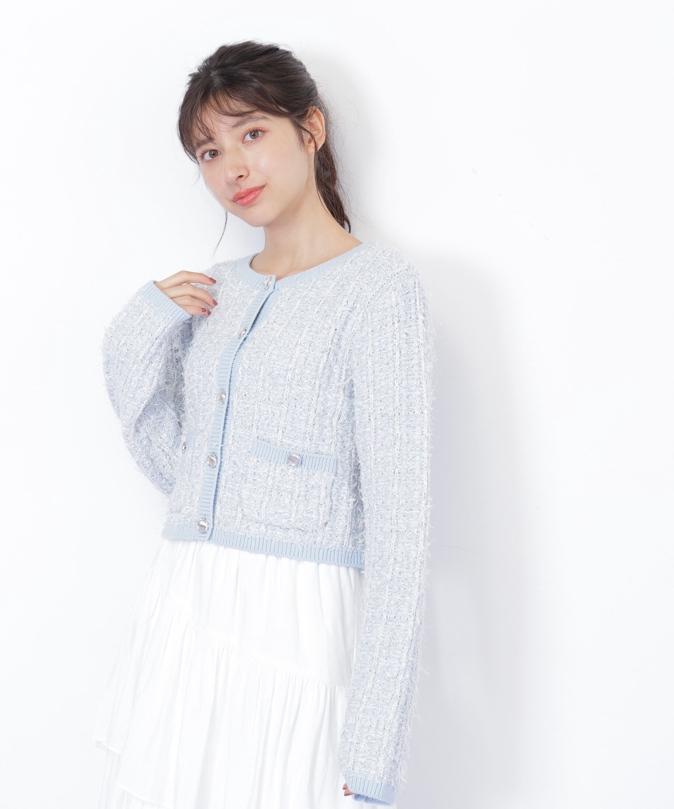  「ラメツイードニットカーディガン」|ニット・セーター|