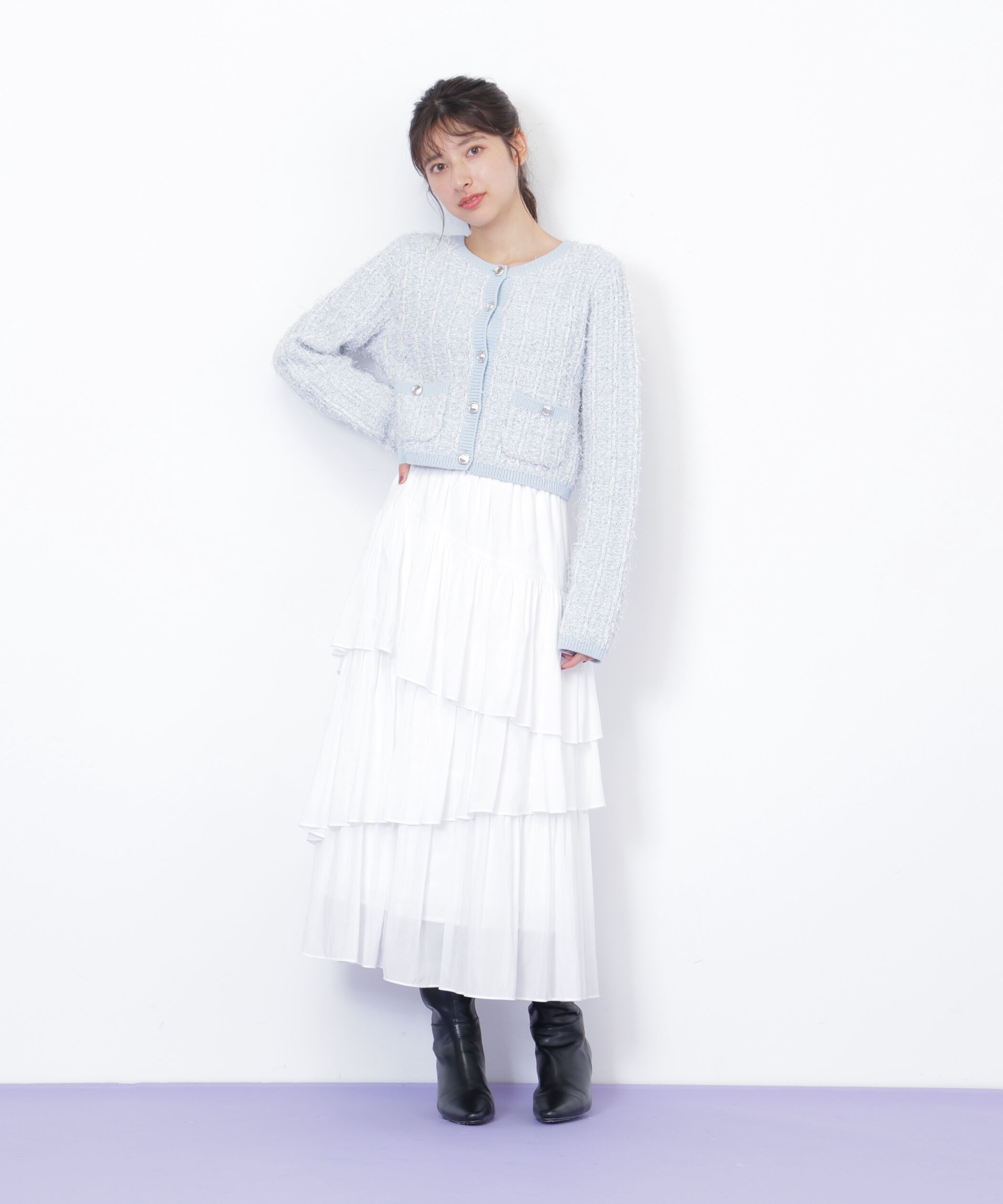  「ラメツイードニットカーディガン」|ニット・セーター|