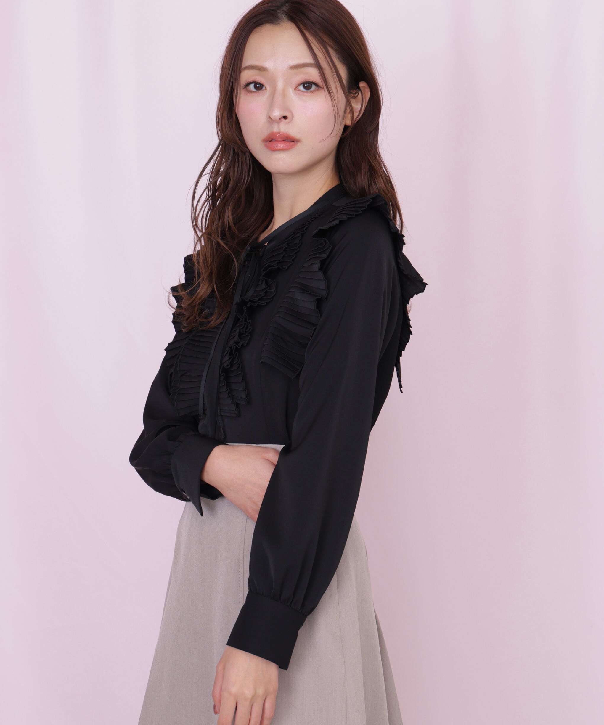  「プリーツフリルブラウス」|シャツ・ブラウス|