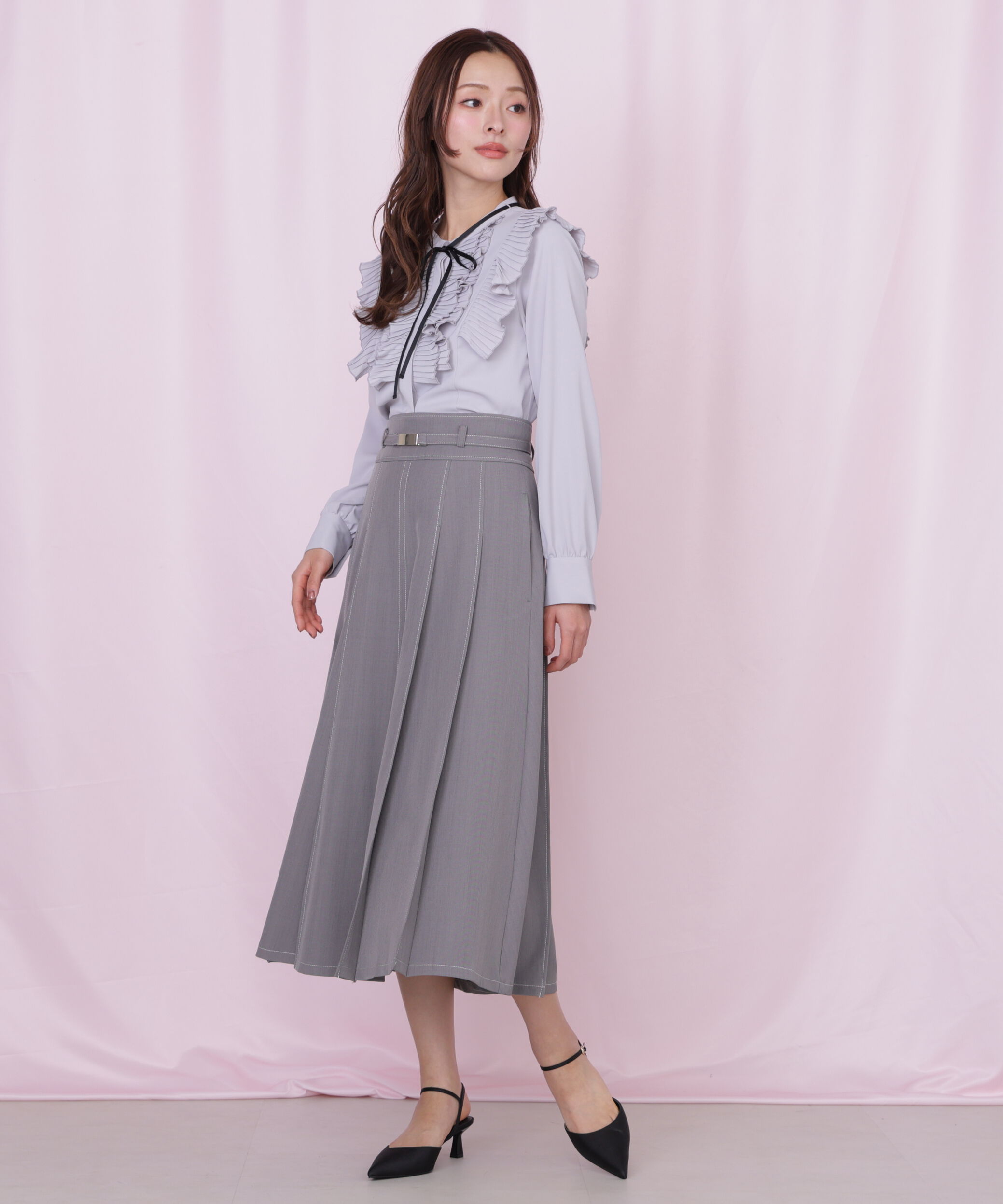  「プリーツフリルブラウス」|シャツ・ブラウス|