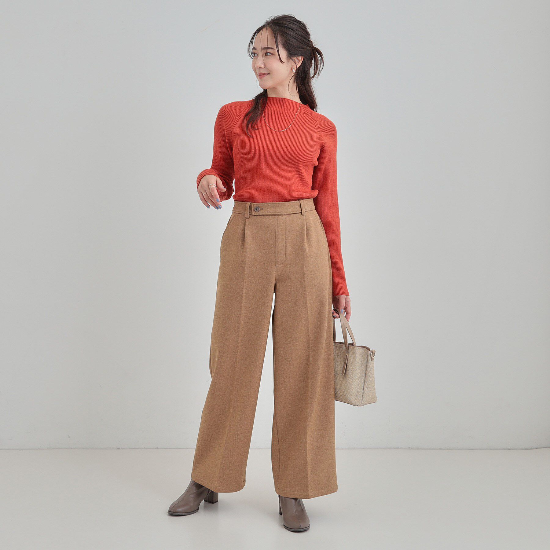 SHOO･LA･RUE「【絶妙なゆるピタ/洗濯機可】ちくちくしにくい リブハイネックやわらかニット」|ニット・セーター|