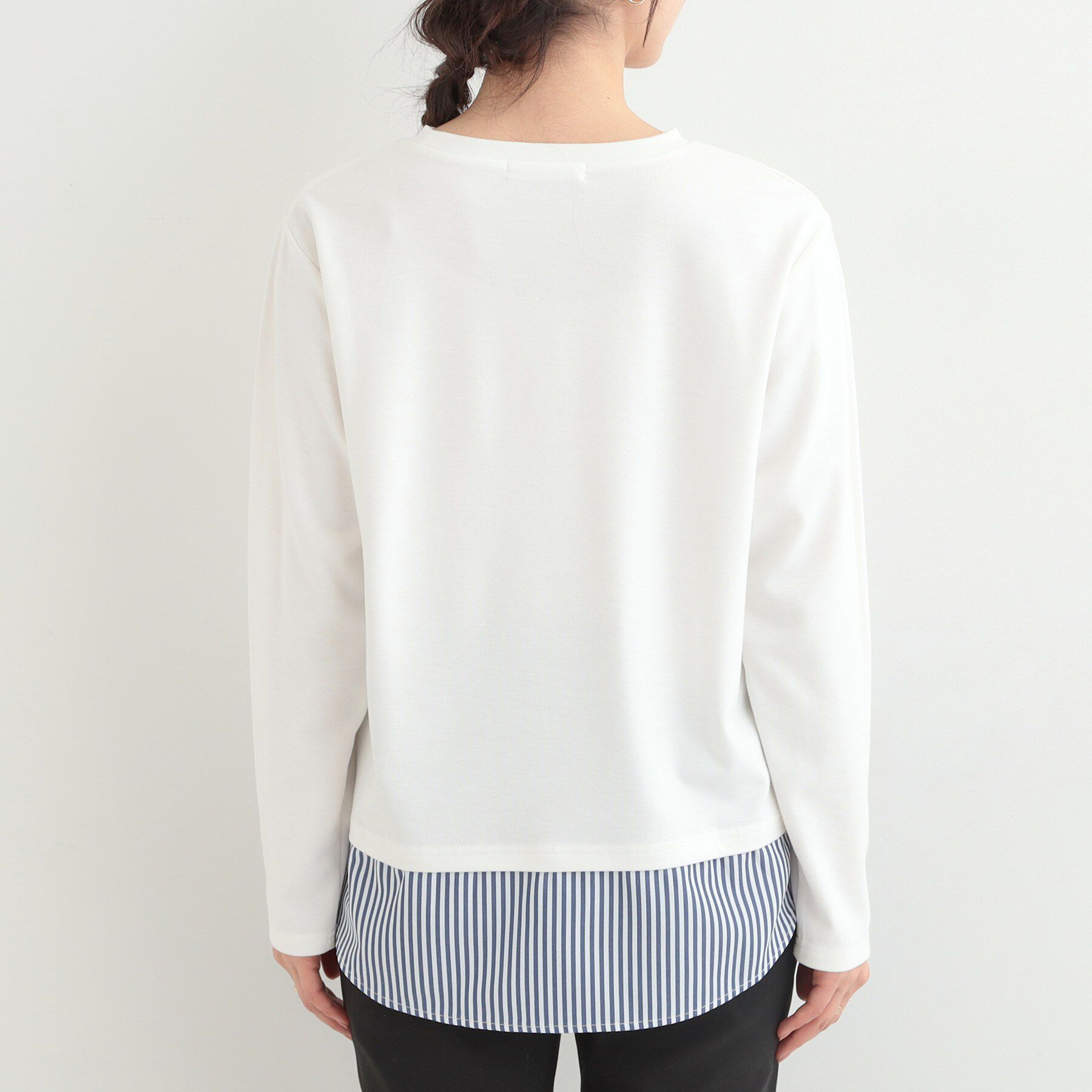 SHOO･LA･RUE「【洗濯機可/S-LL】レイヤードスタイルにおすすめ 裾切替 スムースロンT」|Tシャツ・カットソー|