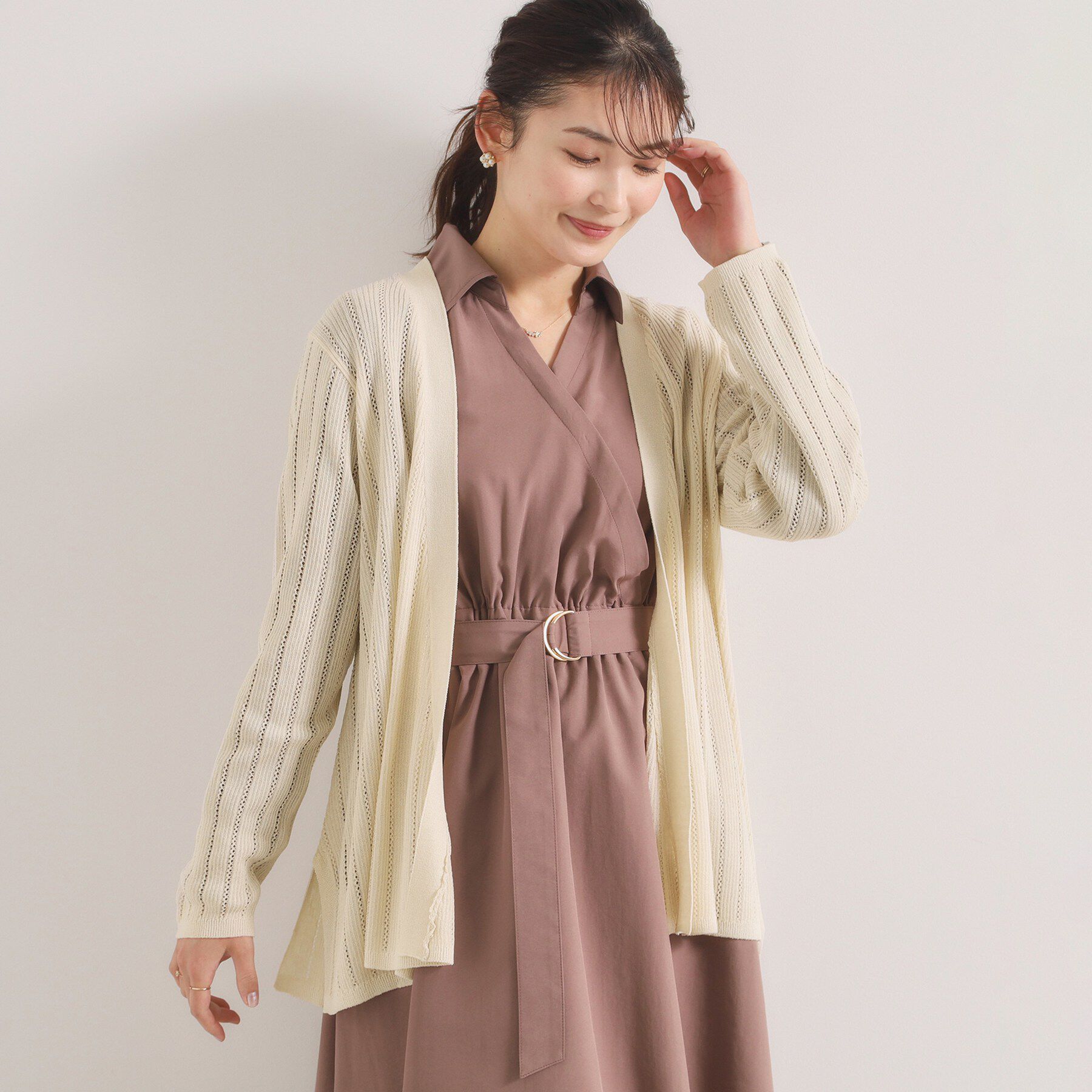 ITS&rsquo;DEMO「【手洗い可】透かし編みカーディガン」|カーディガン|