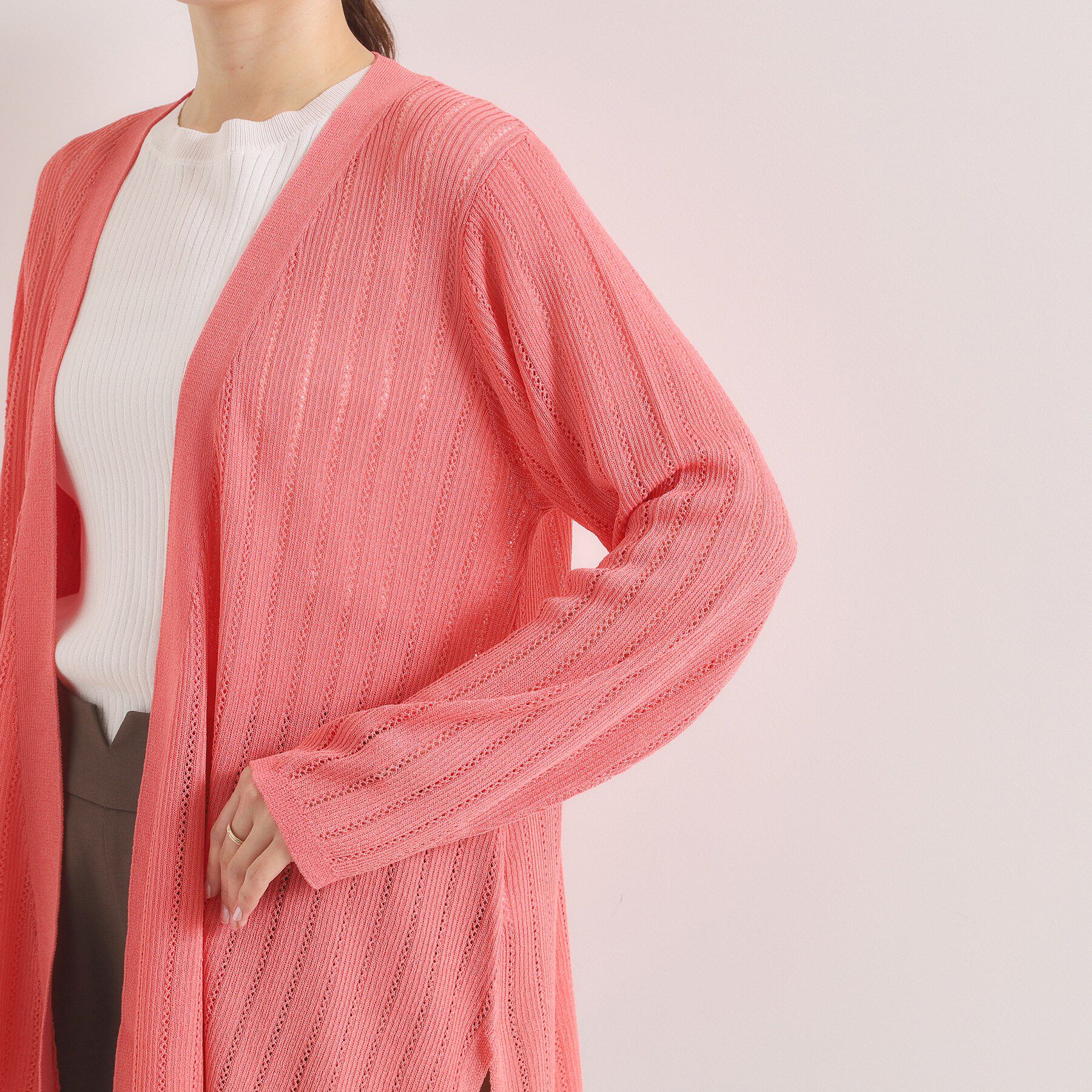 ITS&rsquo;DEMO「【手洗い可】透かし編みカーディガン」|カーディガン|