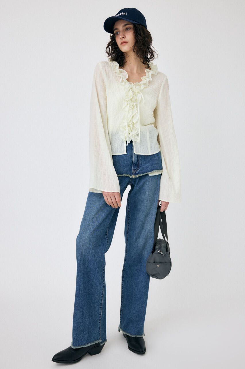 MOUSSY「LACE UP RUFFLE ブラウス」|シャツ・ブラウス|