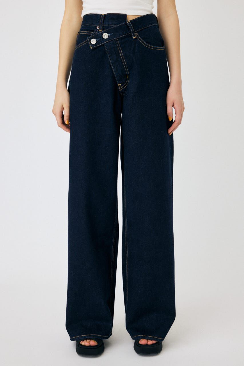 MOUSSY「CROSS WAIST WIDE STRAIGHT」|デニム|BLU