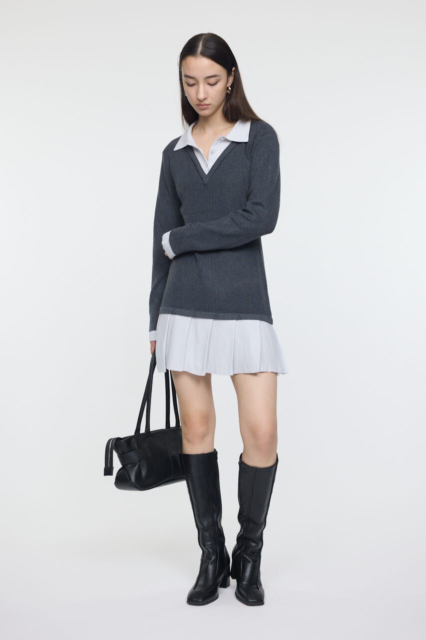 MOUSSY「LAYERED KNIT ミニドレス」|ワンピース|