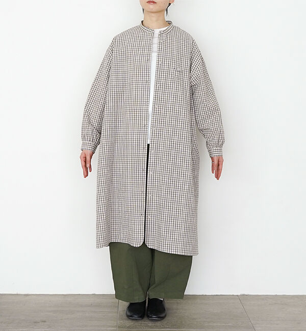 休日と詩「小さなポケットのロングシャツ」|シャツ・ブラウス|格子