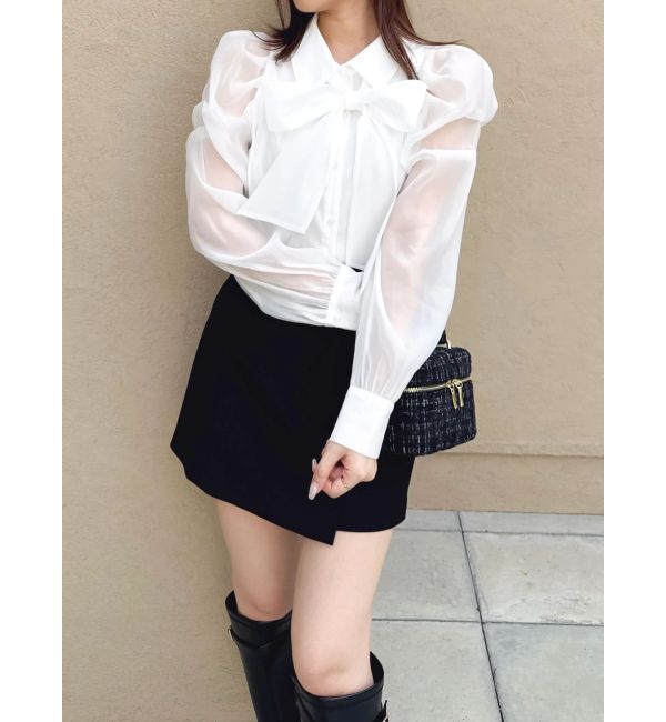 dazzlin「2WAYボウタイタックペプラムブラウスⅡ」|シャツ・ブラウス|