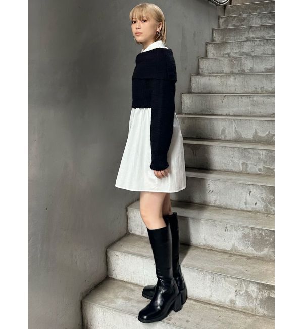 MURUA「オフショルニット&times;ミニシャツワンピSET」|ワンピース|