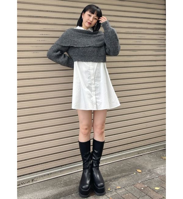 MURUA「オフショルニット&times;ミニシャツワンピSET」|ワンピース|