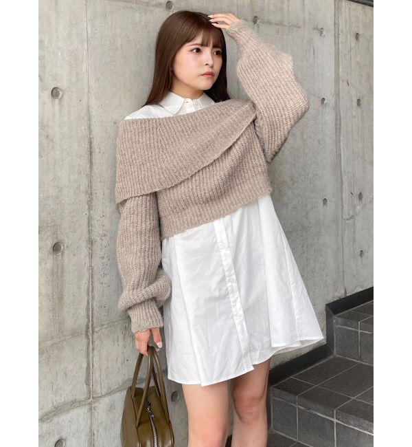 MURUA「オフショルニット&times;ミニシャツワンピSET」|ワンピース|