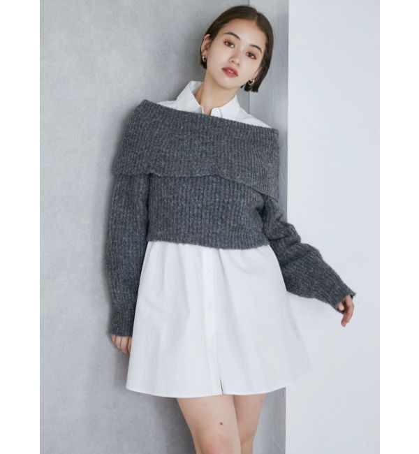 MURUA「オフショルニット&times;ミニシャツワンピSET」|ワンピース|